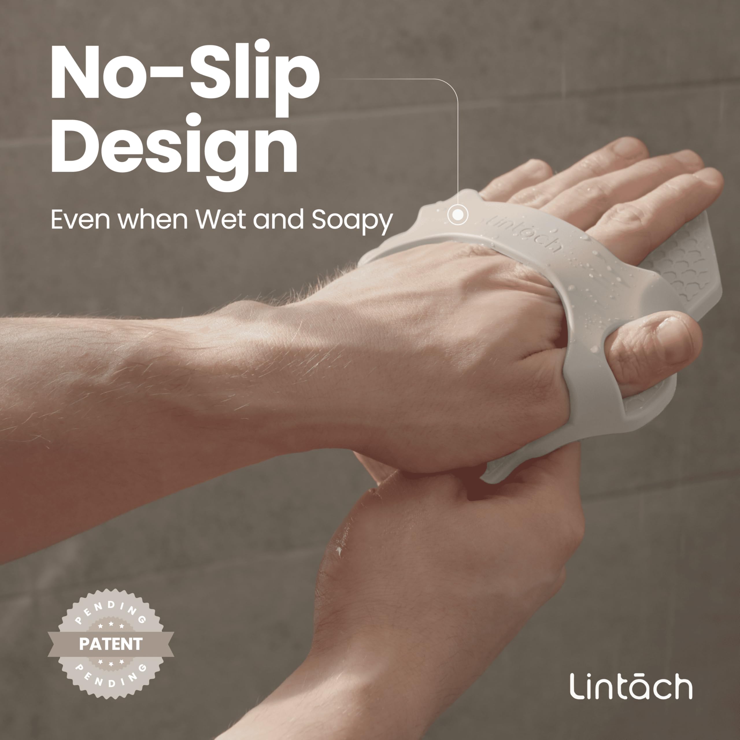 Lintach gommage silicone corps ergonomique, prise en main sûre et efficace.