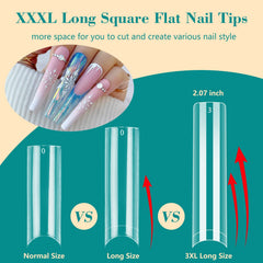 LIONVISON extensions d’ongles longues plates carrées, ajustement naturel et rapide.