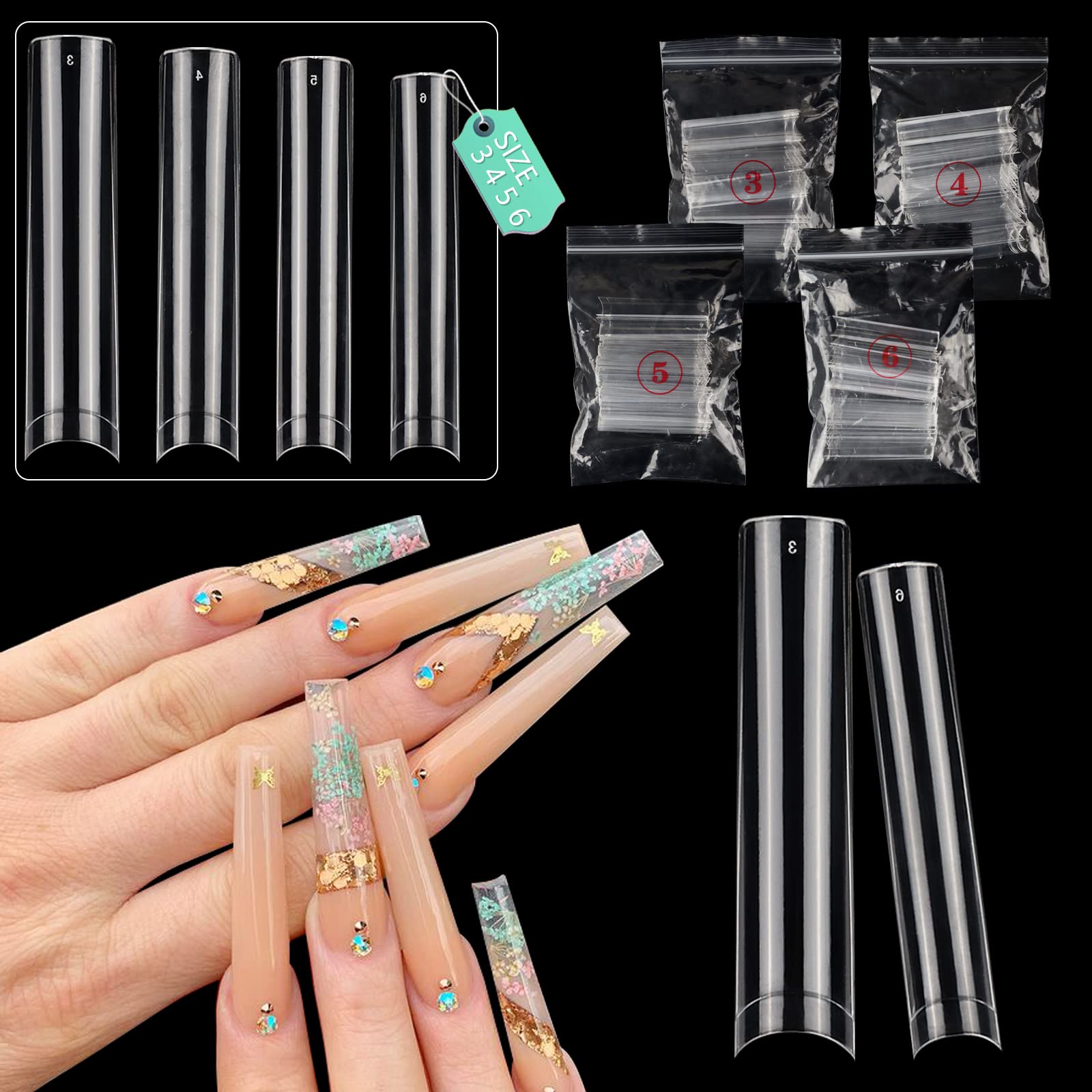 lionvision extensions d'ongles xxl plats sans courbe, faciles à poser pour une manucure naturelle
