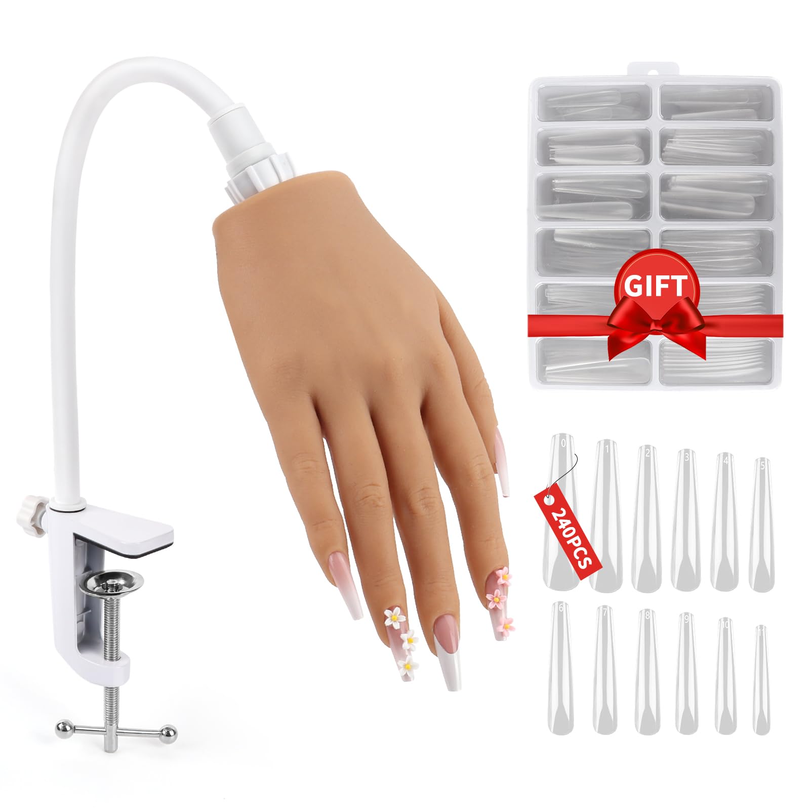 Main de pratique en silicone LionVision avec toucher réaliste, idéale pour débutants en manucure.