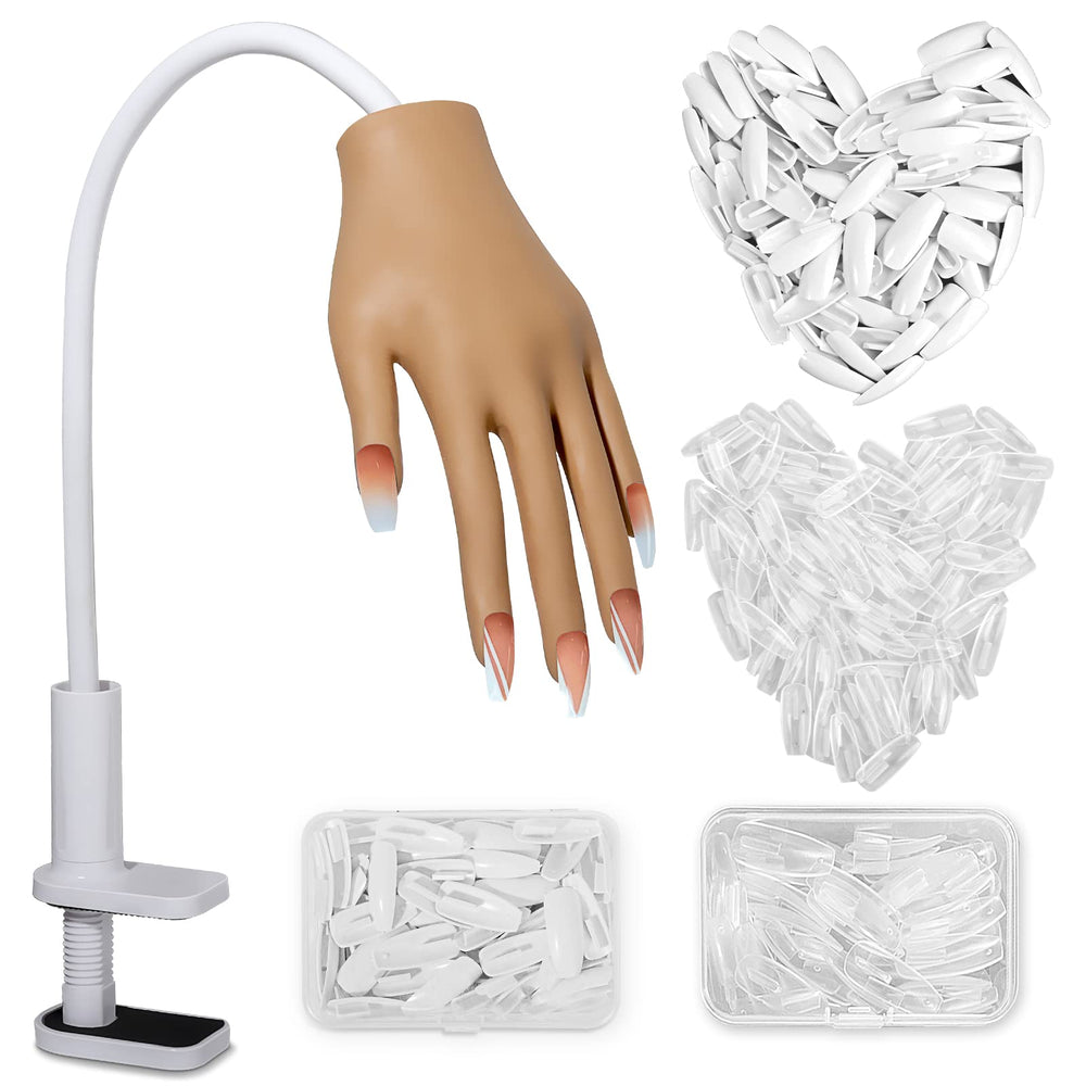 Main de pratique LionVision en silicone, idéale pour essais d’ongles en acrylique.