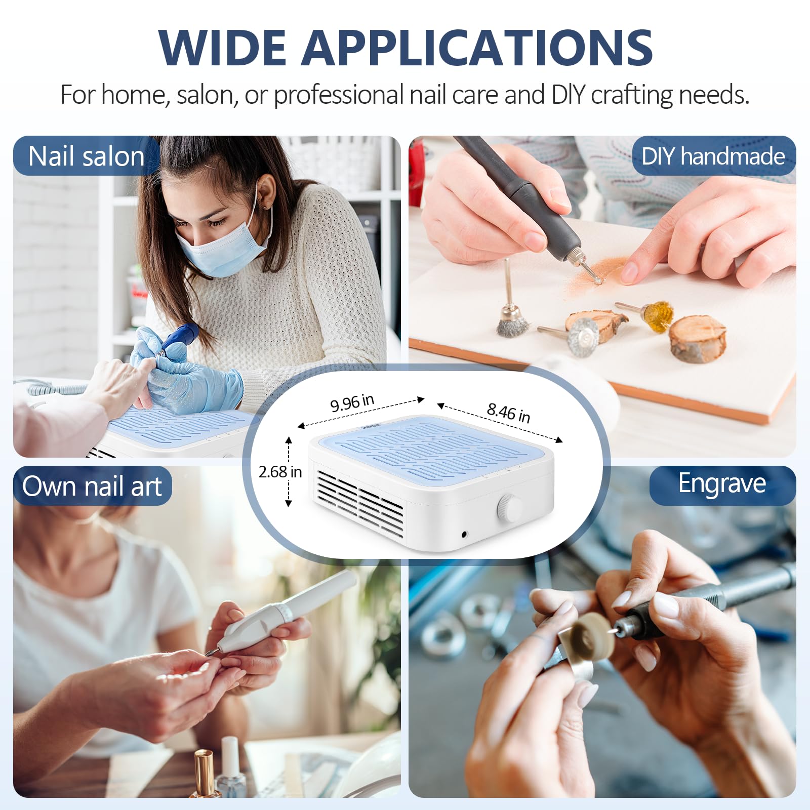 LIONVISON Nail Dust Collector domicile: idéal pour atelier et salon à domicile