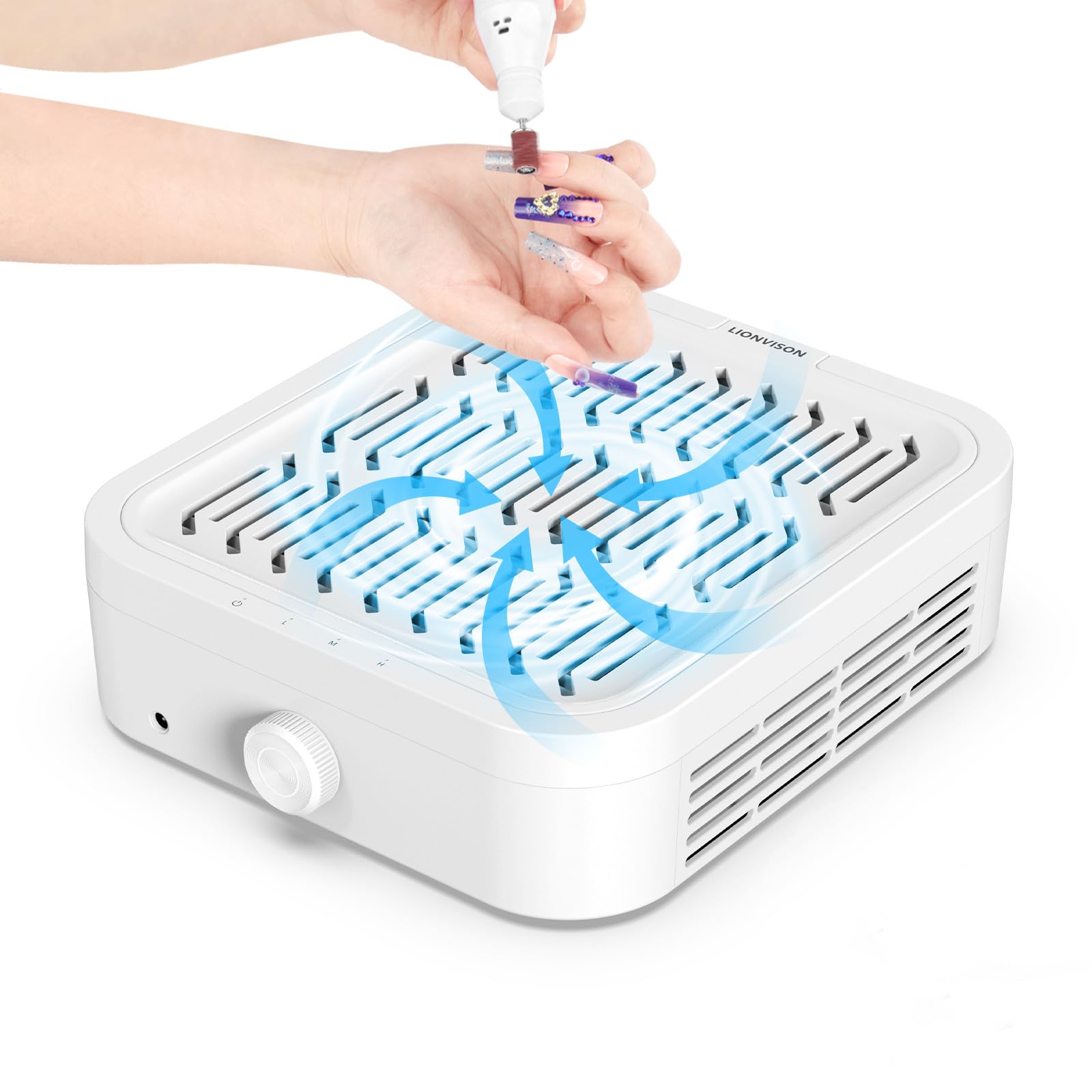 LIONVISON nettoyeur-poussiere-ongles-120W pour des sessions propres et sûres.
