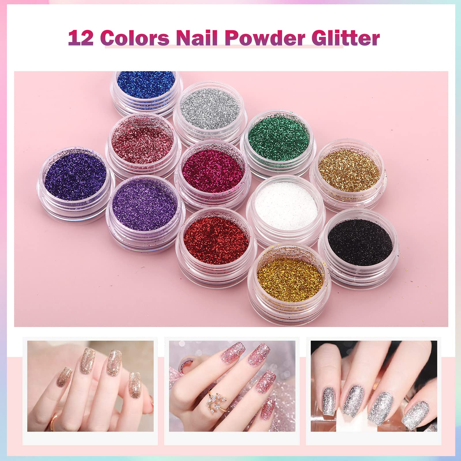 Poudre acrylique LIONVISION 12 couleurs prête à créer des designs