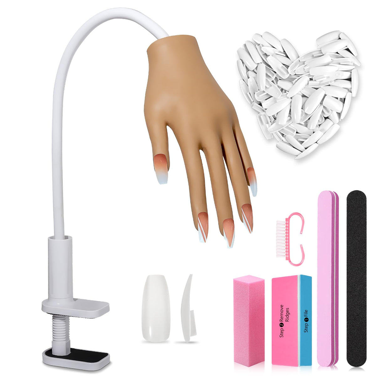 Main de pratique LIONVISION en silicone pour s’exercer à l’application d’ongles.
