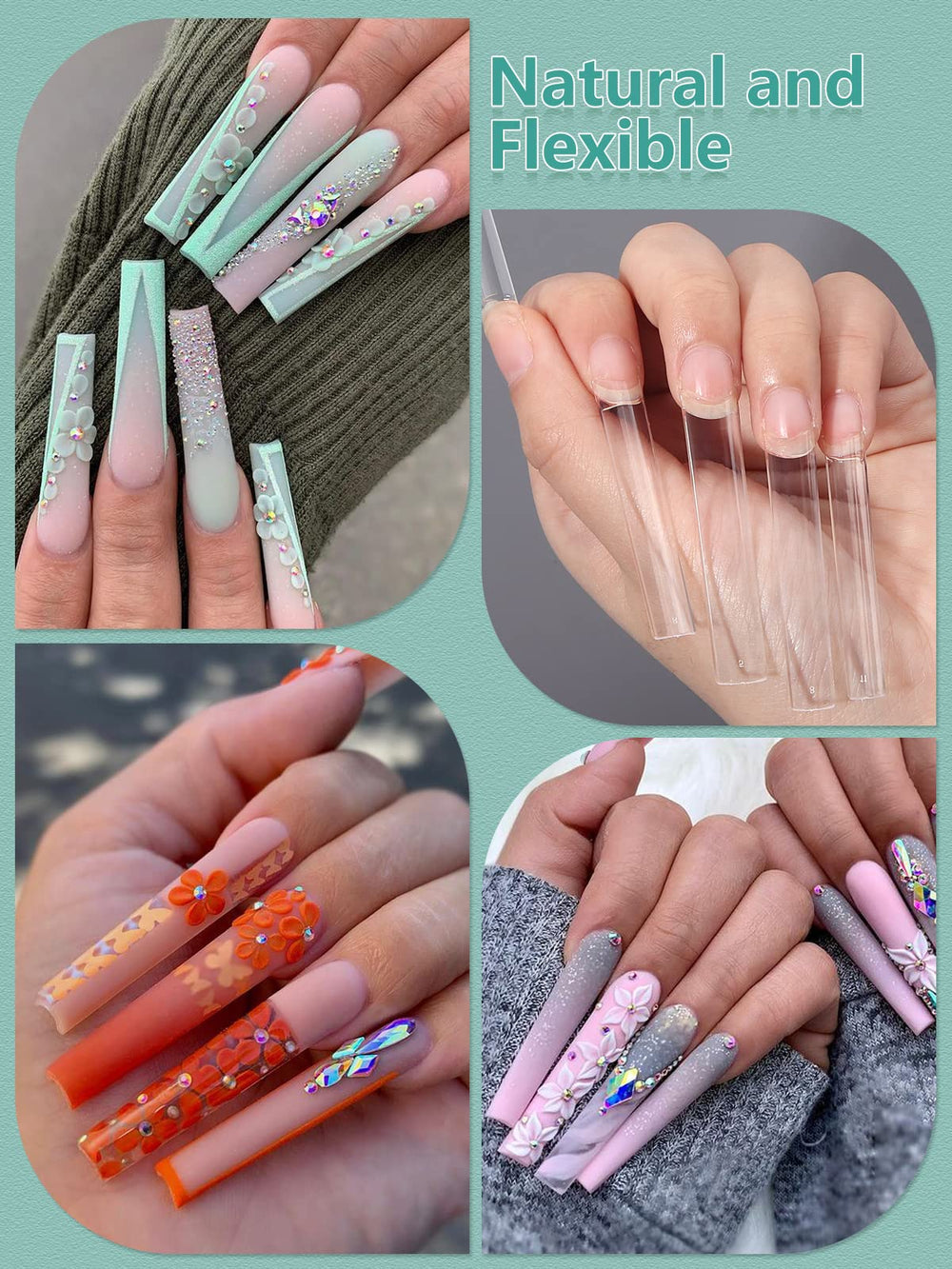 Prolongements d'ongles très longs LIONVISION, 12 tailles pour ajustement précis.