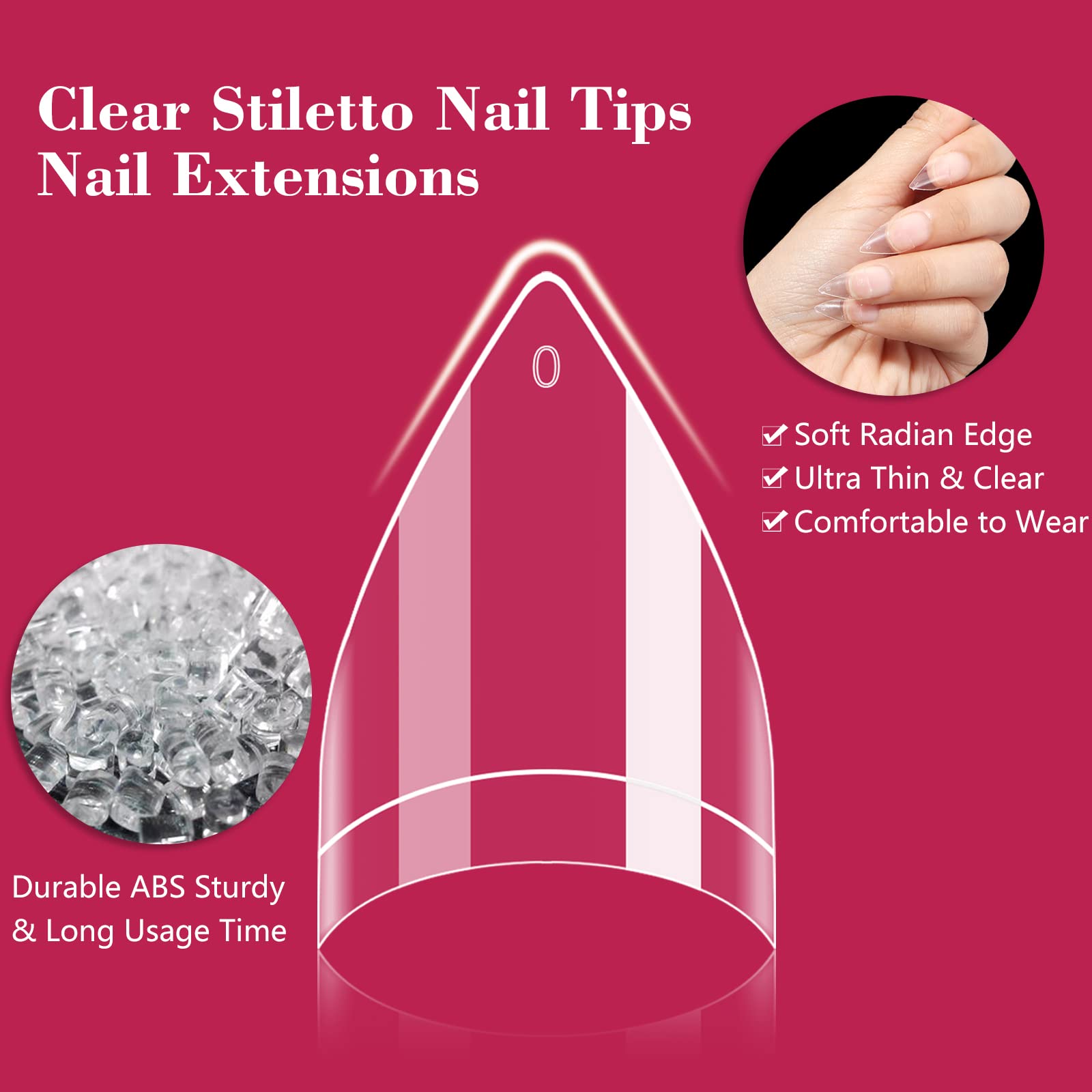 LIONVISON embouts stilettos courts au design lisse pour un lit d’ongle naturel.