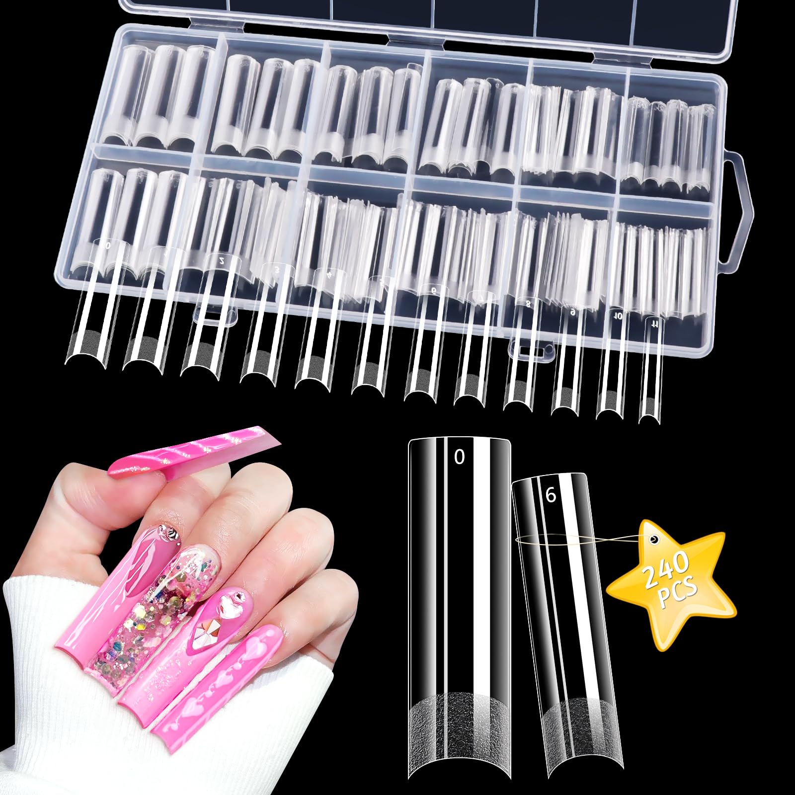 Ongles Lionvison carré XL sans C Curve pour une base longue et naturelle