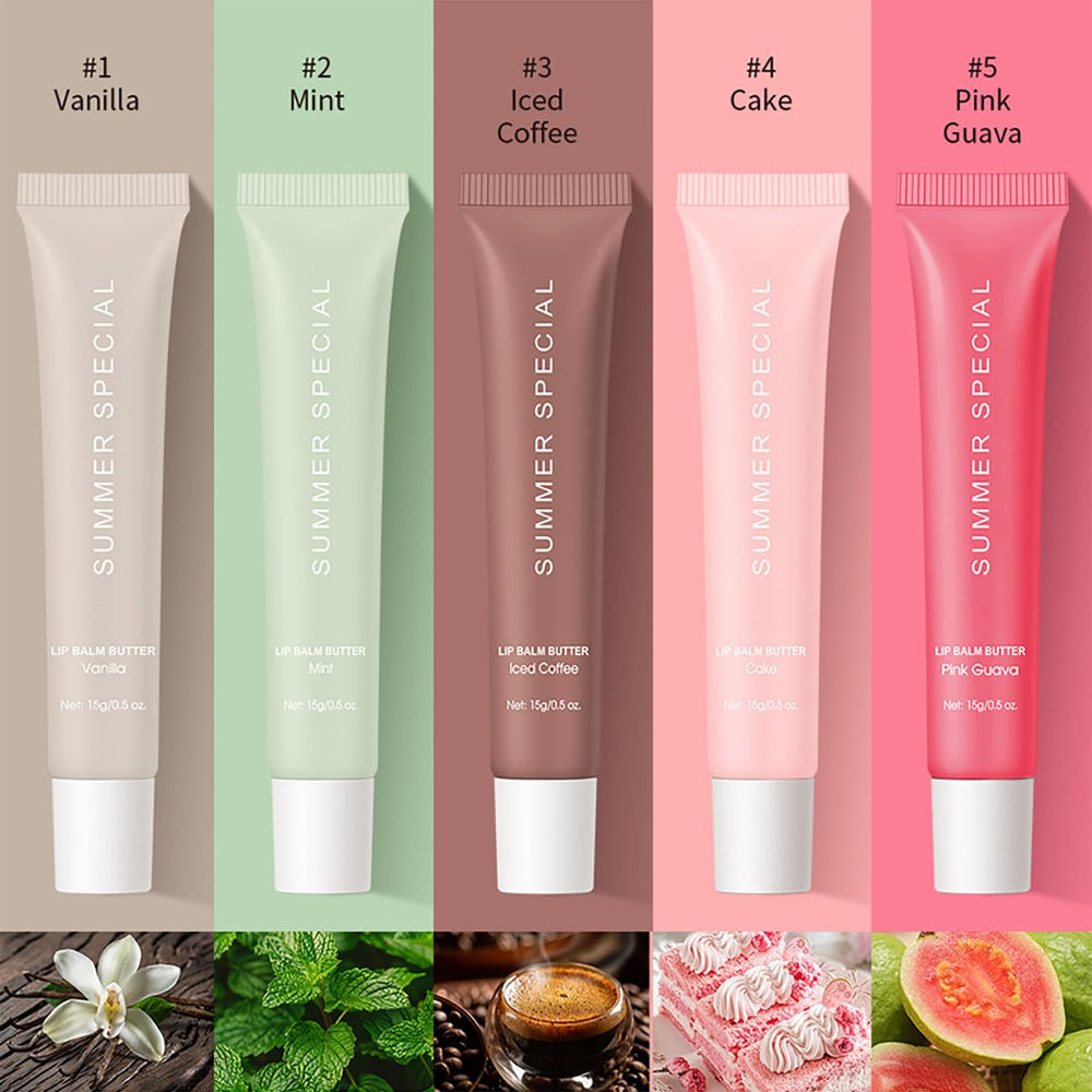 5-Color Summer Special Lip Balm Cake Glittery Pink swatch with subtle sparkle.
