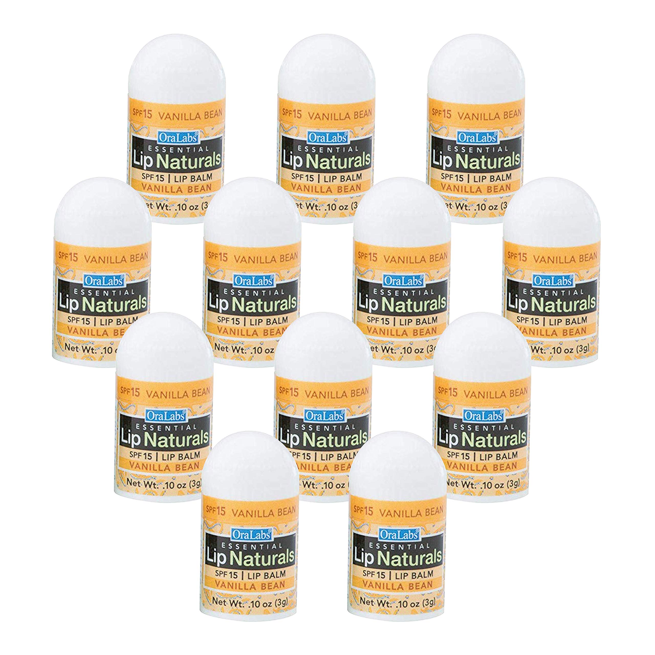 Lip Naturals mini baume lèvres vanille SPF15 en tube compact, hydratant rapide.