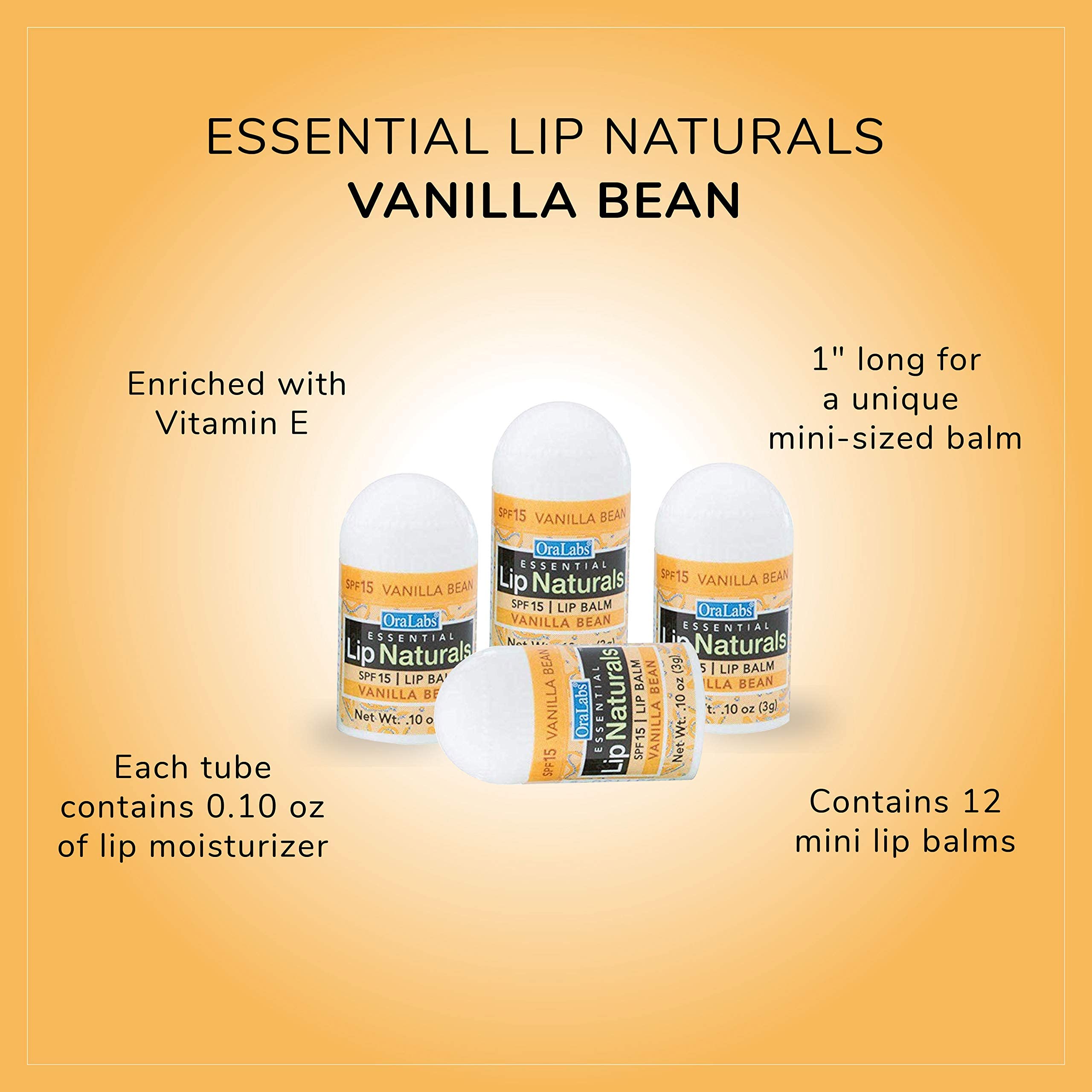 Lip Naturals tube petit vanille SPF15, transport facile dans le sac.