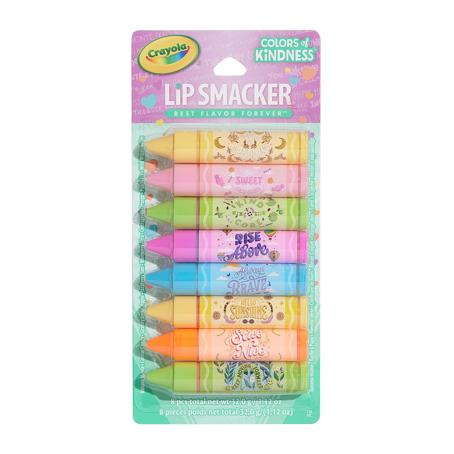 Lip Smacker Crayola Pack Couleurs de Gentillesse: baume hydratant et fini brillant pour lèvres douces