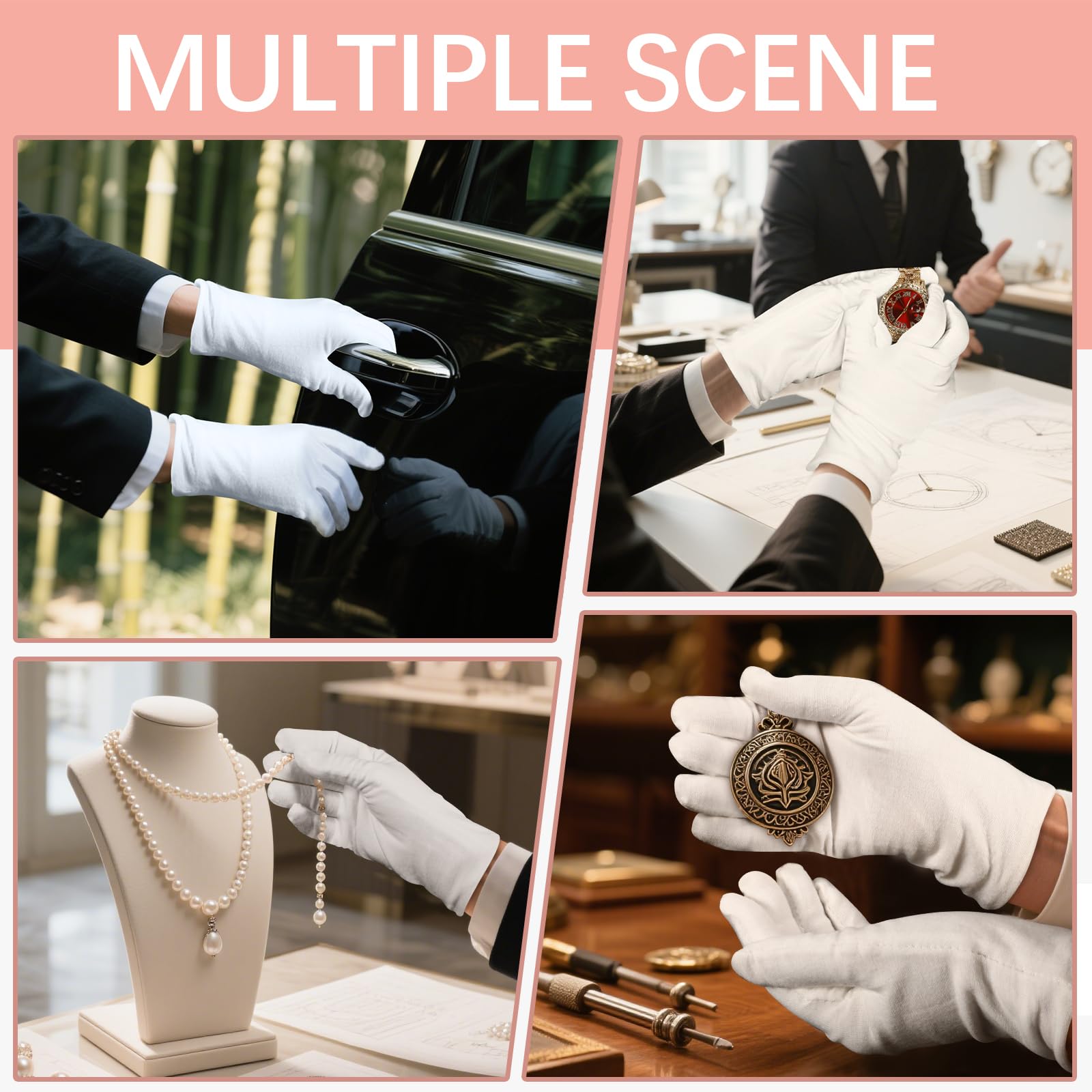 Lipetol gants coton blanc sans traces pour inspection précise.
