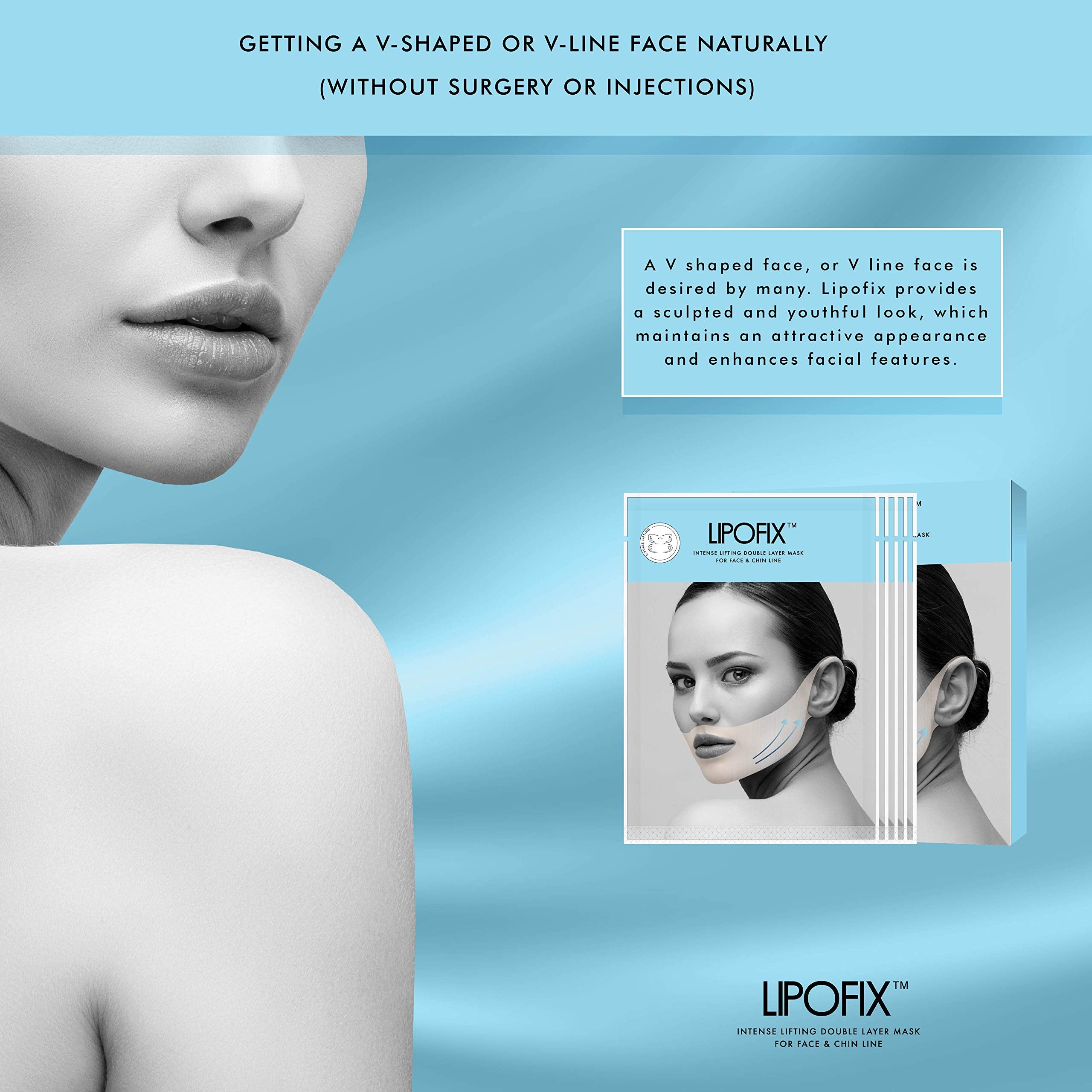 Lipofix Lift & Firm : effet raffermissant progressif sur la peau du cou et du menton.