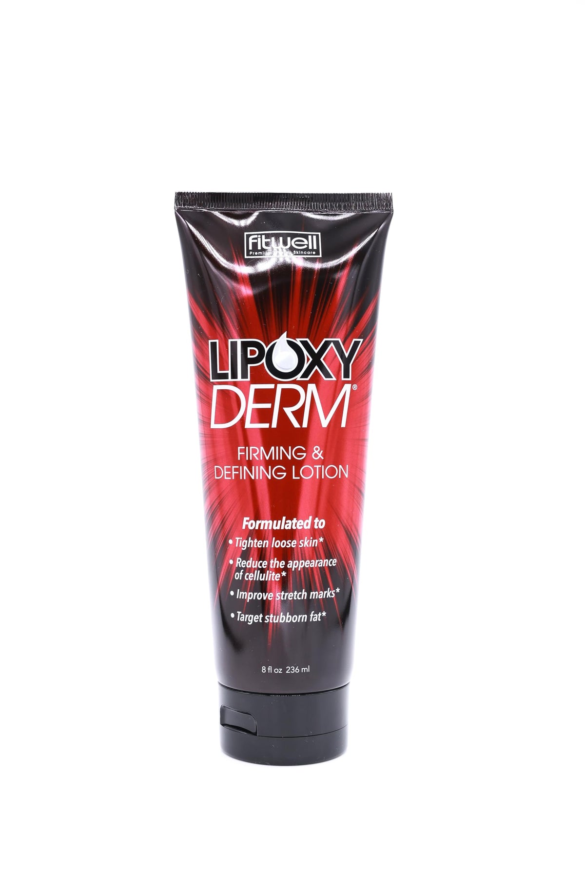 Lipoxyderm lotion en bouteille, texture lisse prête à raffermir la peau.