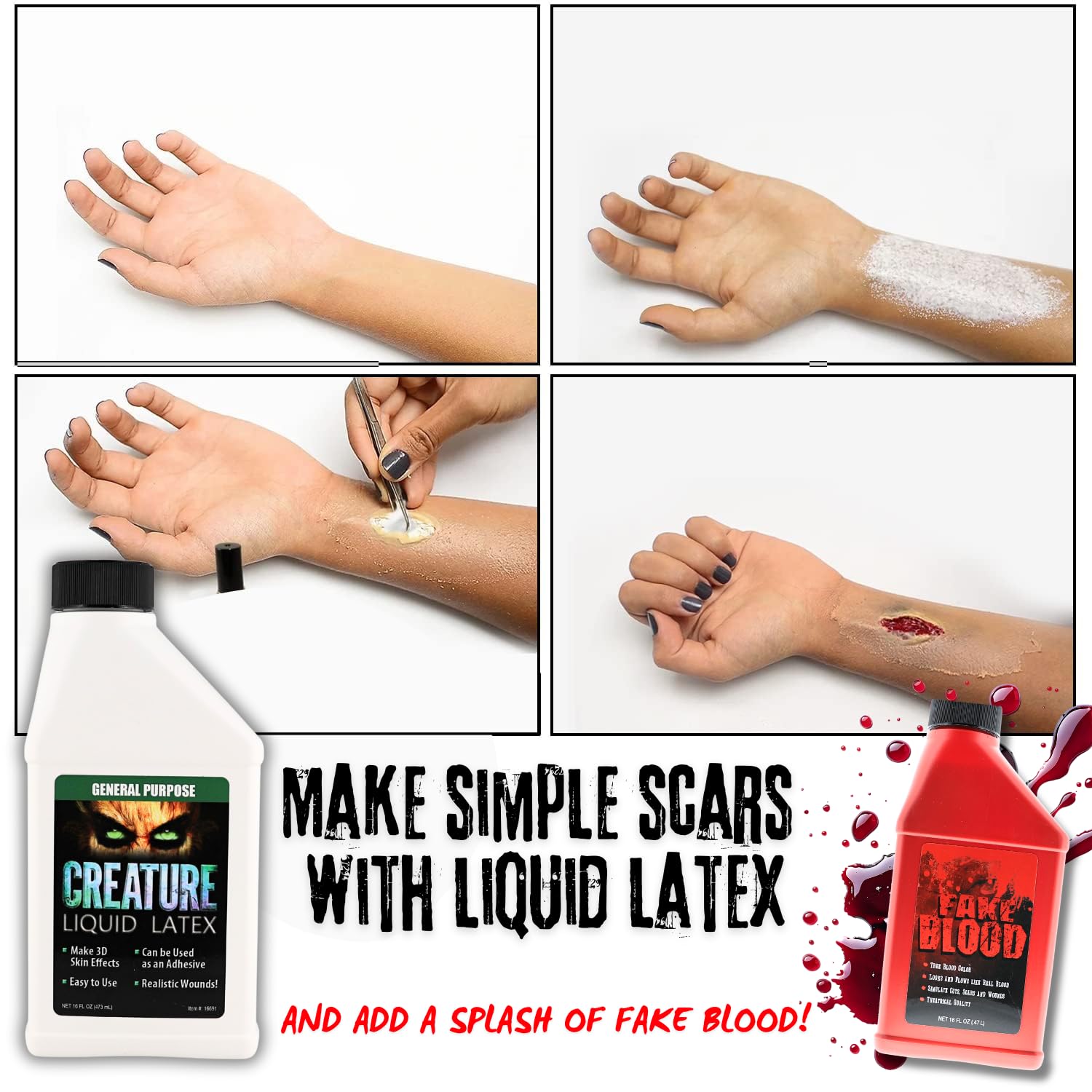 Liquid Latex Fashions Creature corps: maquillage rapide et durable