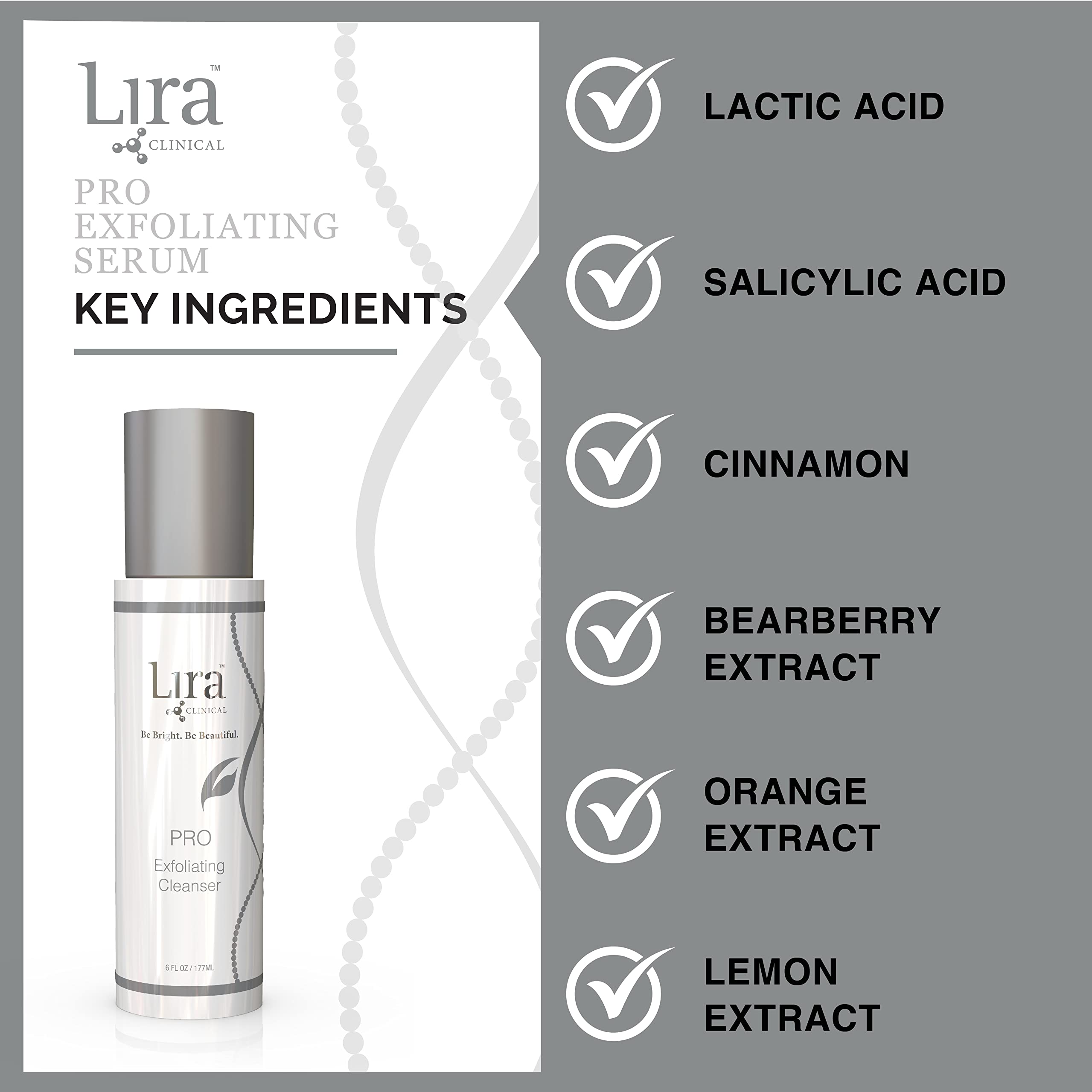 Lira Clinical PRO Nettoyant exfoliant, rinçage matin rapide pour un éclat durable.