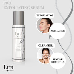 Lira Clinical PRO Nettoyant exfoliant, texture perleuse apaisante et clarifiante.