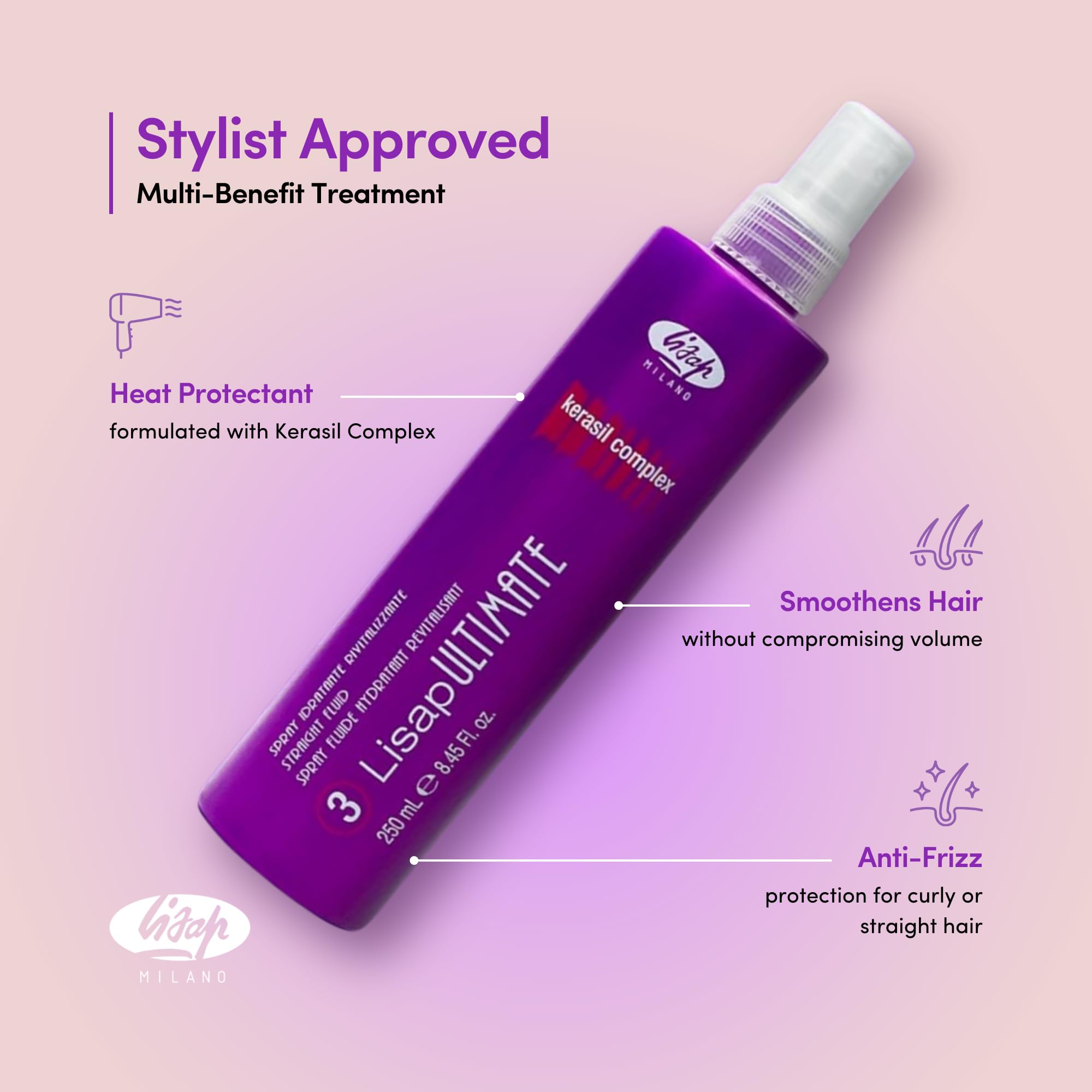 Lisap protection thermique capillaire – texture légère qui glisse sur les longueurs.
