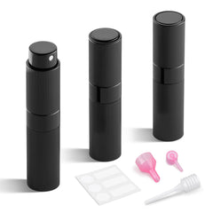 Parfum LISAPACK voyage: bouteille 8ml noire rayée pour retouches en déplacement.