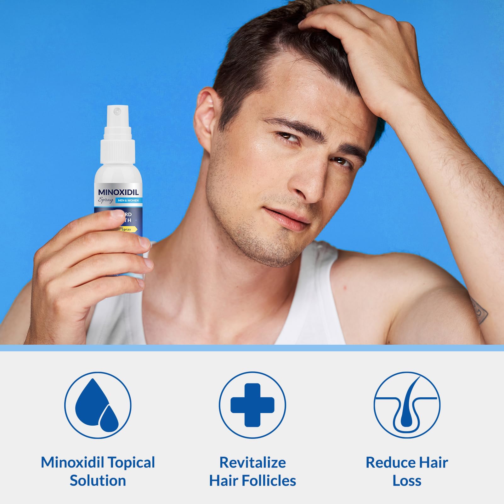 Listarfe pulvérisateur Minoxidil 3 pièces, embout pratique pour une application ciblée.