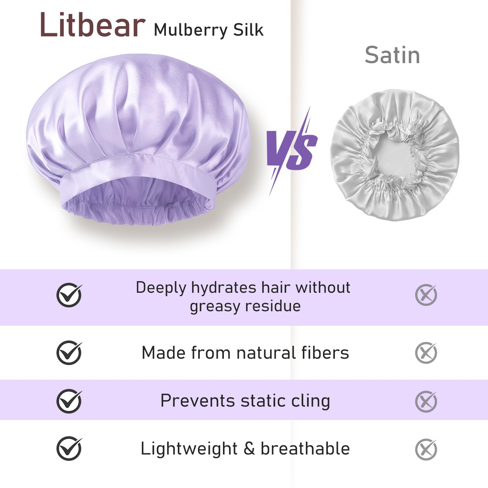 LitBear bonnet-soie-usage-quotidien-nuit: parfait pour usage quotidien au lit.