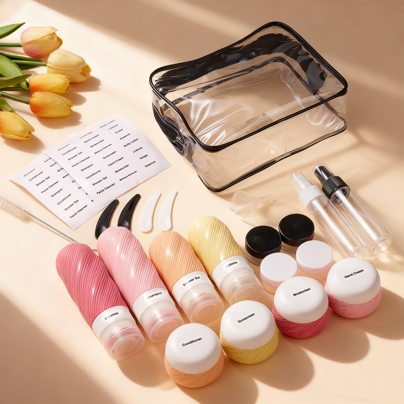 LitBear bouteilles silicone voyage 2oz, compactes pour kits de toilette
