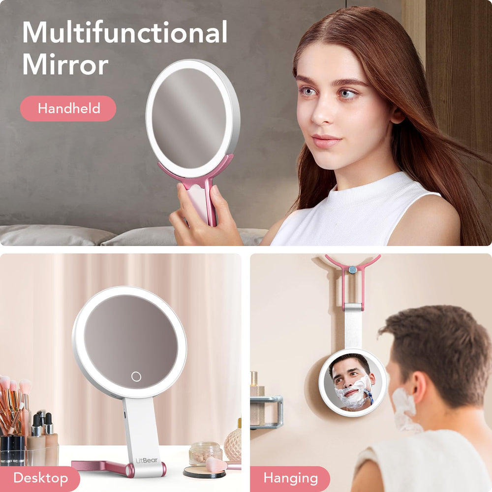 LitBear usages-multiples-main-bureau, miroir polyvalent pour maquillage et retouches.