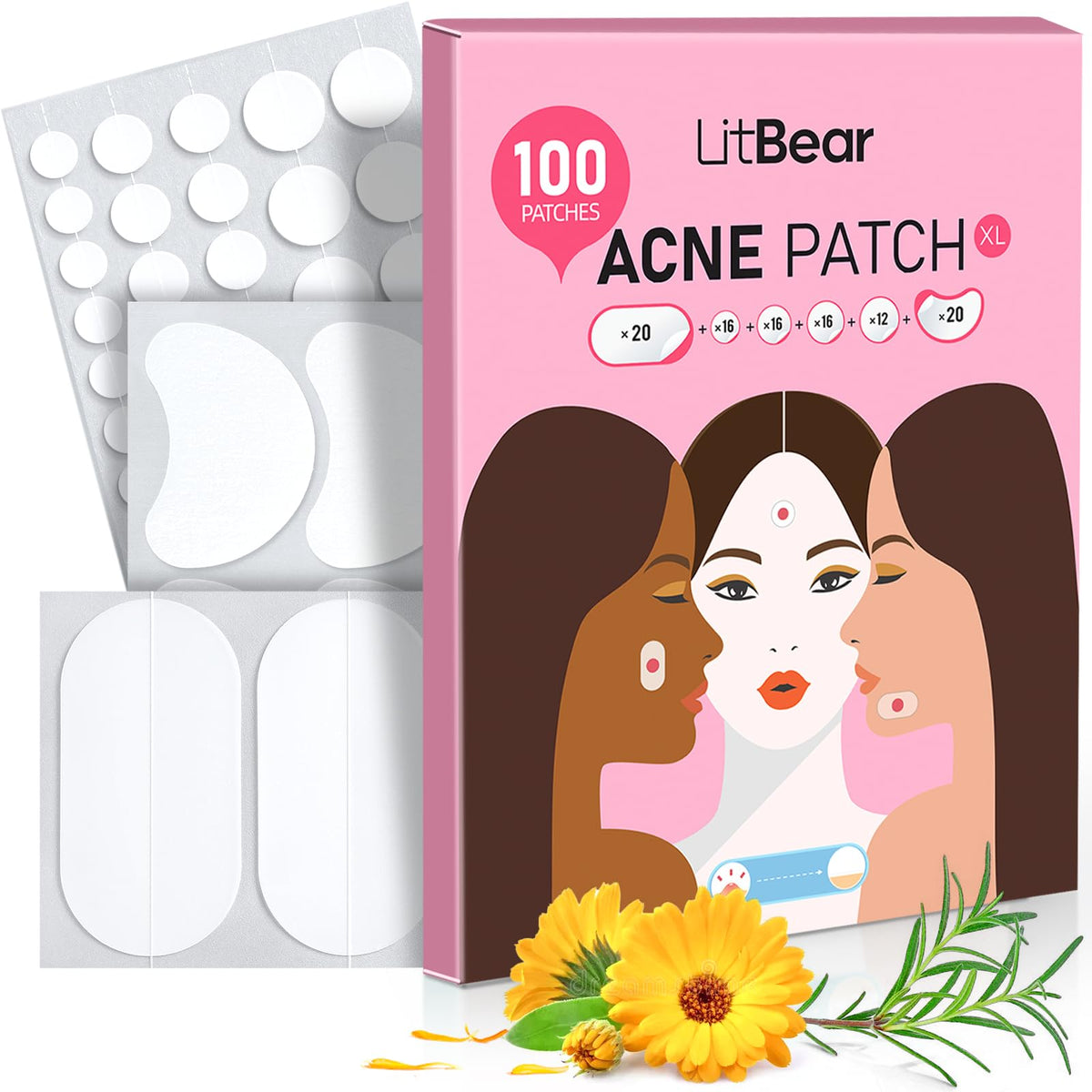 Pansement LitBear XL adhésif, couverture généreuse pour grosses imperfections.