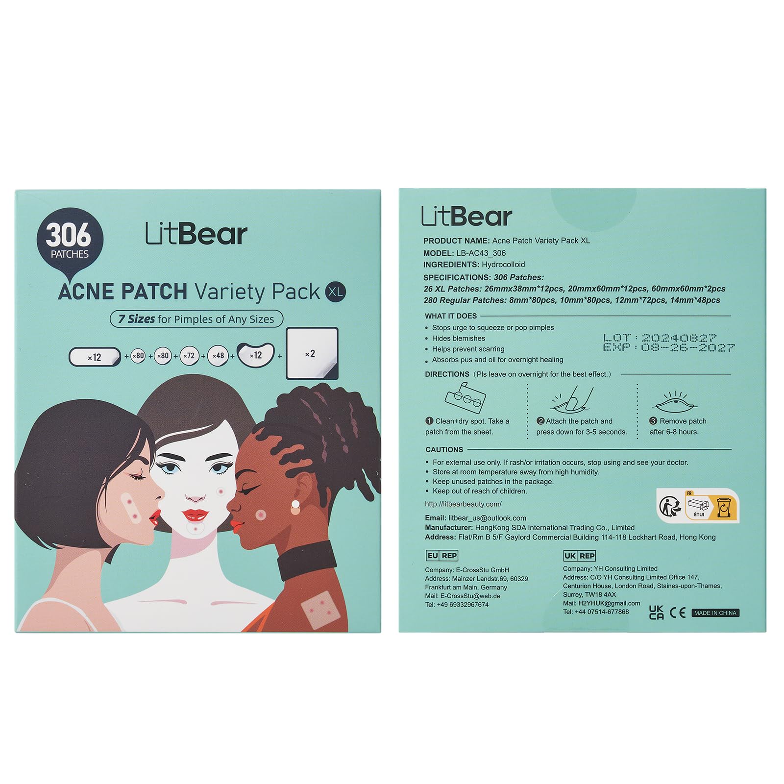LitBear patch quotidien hydrocolloïde, pratique et sans parfum.