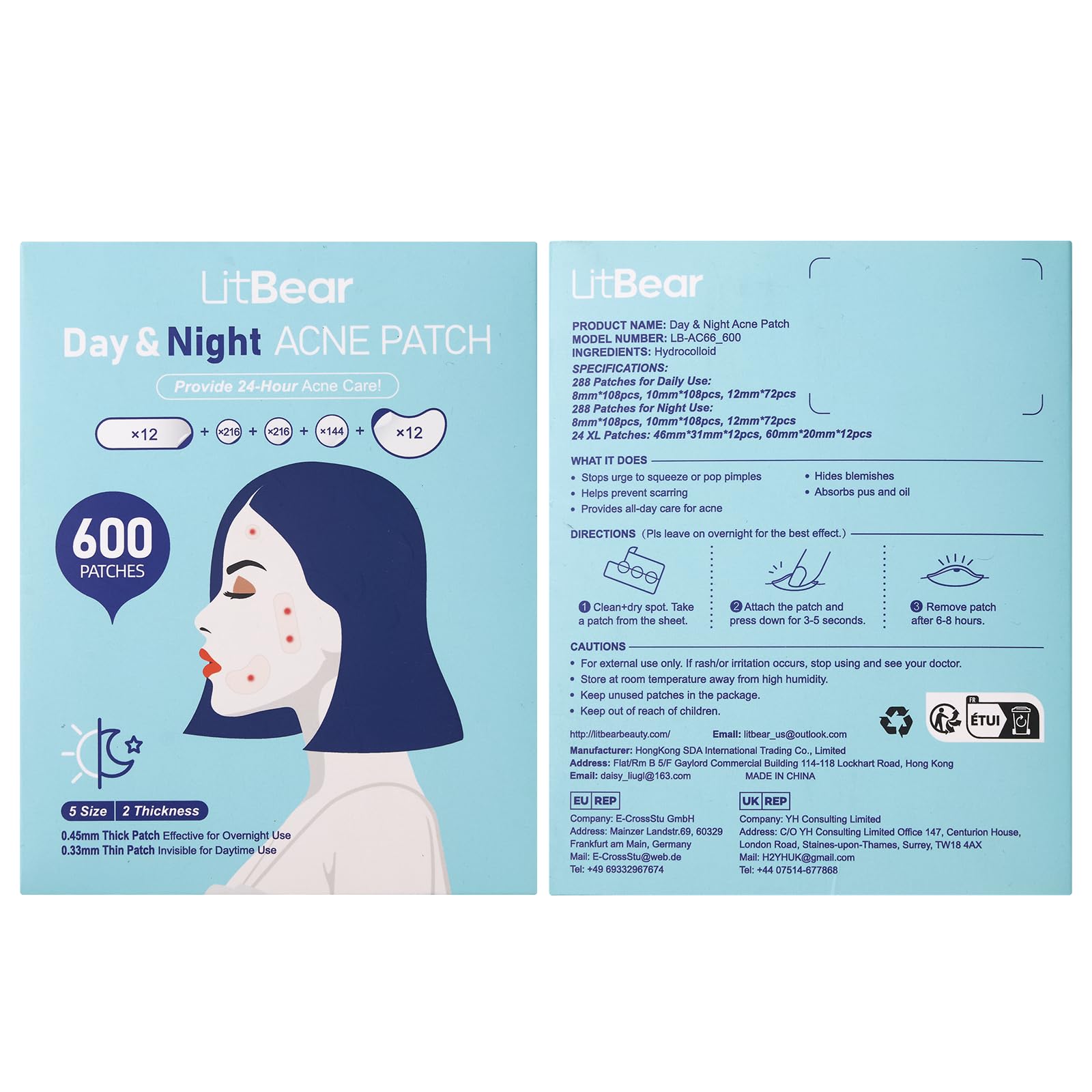 LitBear Patch noyau hydrocolloide, douceur adaptée à tous types de peau