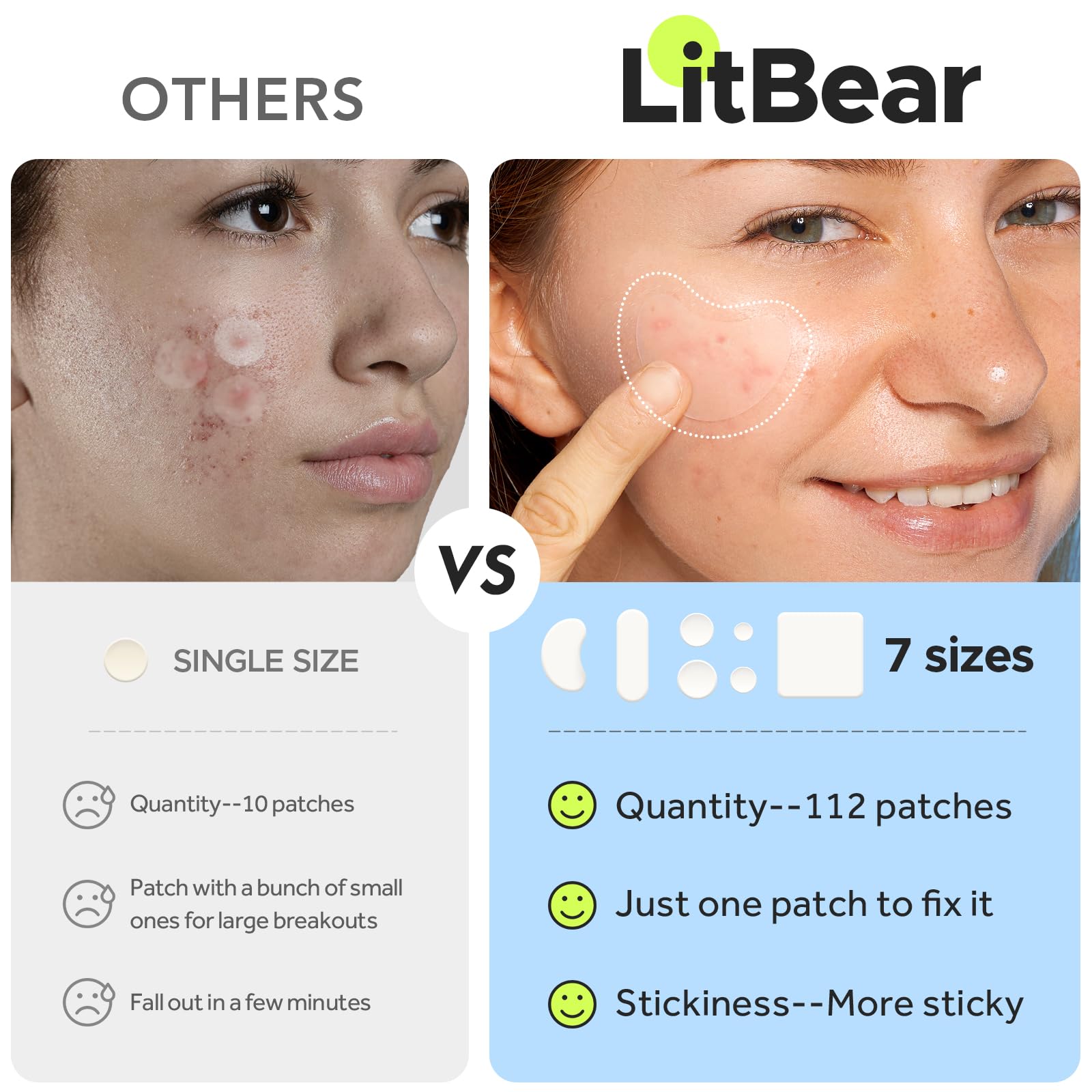 LitBear patches 20x60mm zone moyenne: grande surface d'absorption.