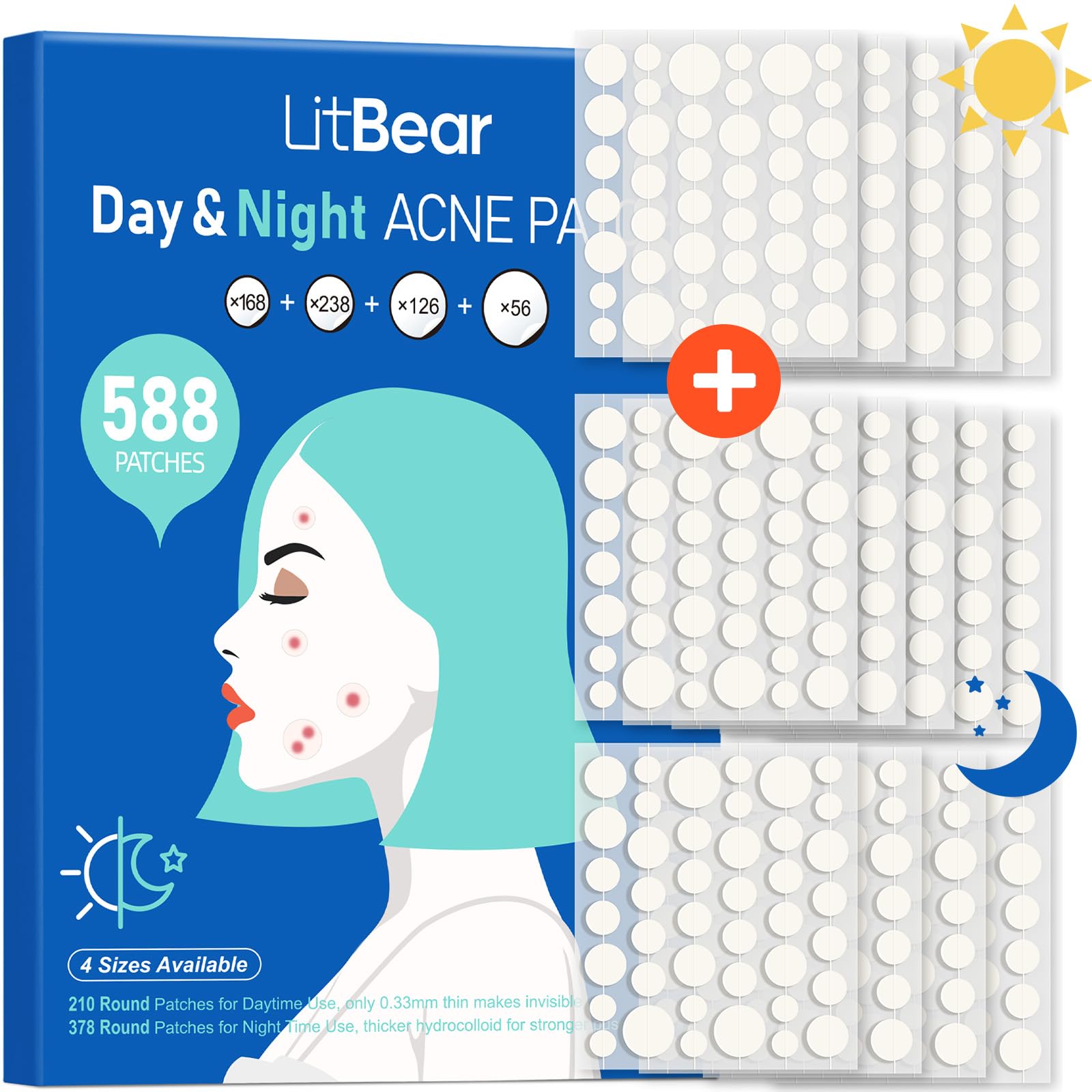 LitBear patch acne jour 8mm adhérent et discret pour usage quotidien
