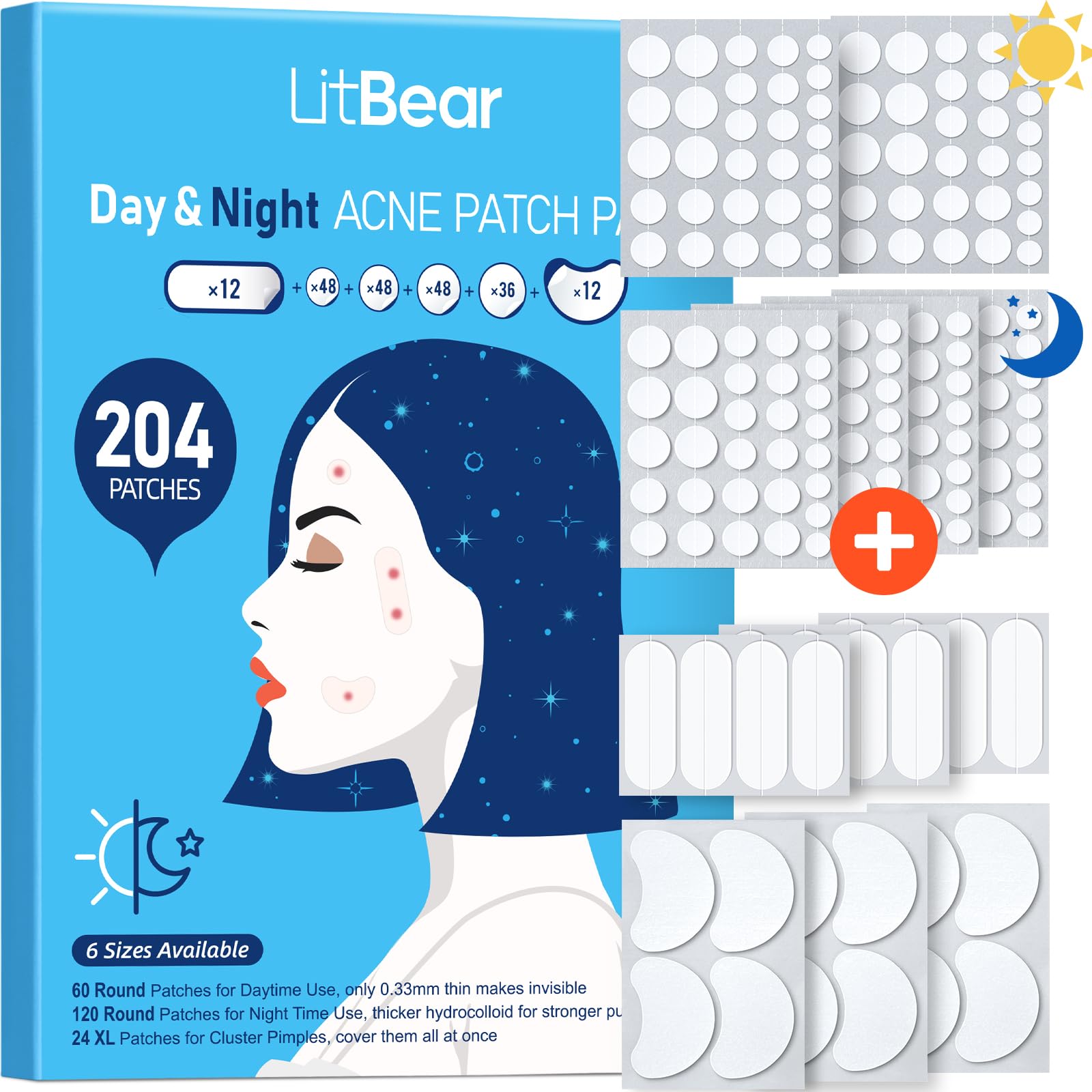 Patch LitBear acne jour-nuit sur visage, discret et efficace.