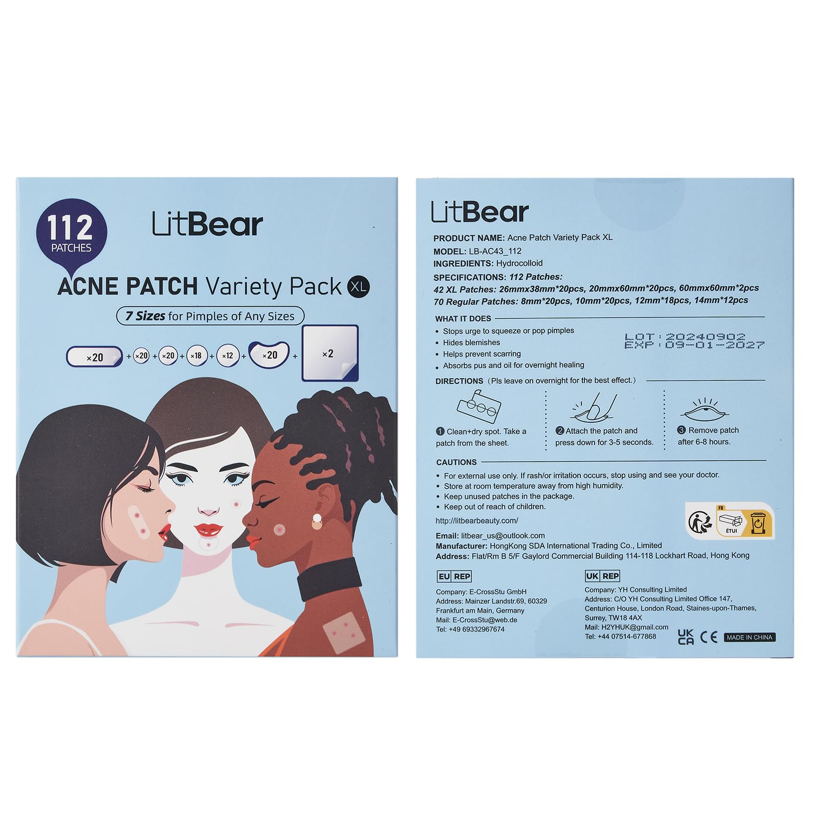 LitBear patches ensemble 112: solution complète pour divers besoins de peau.