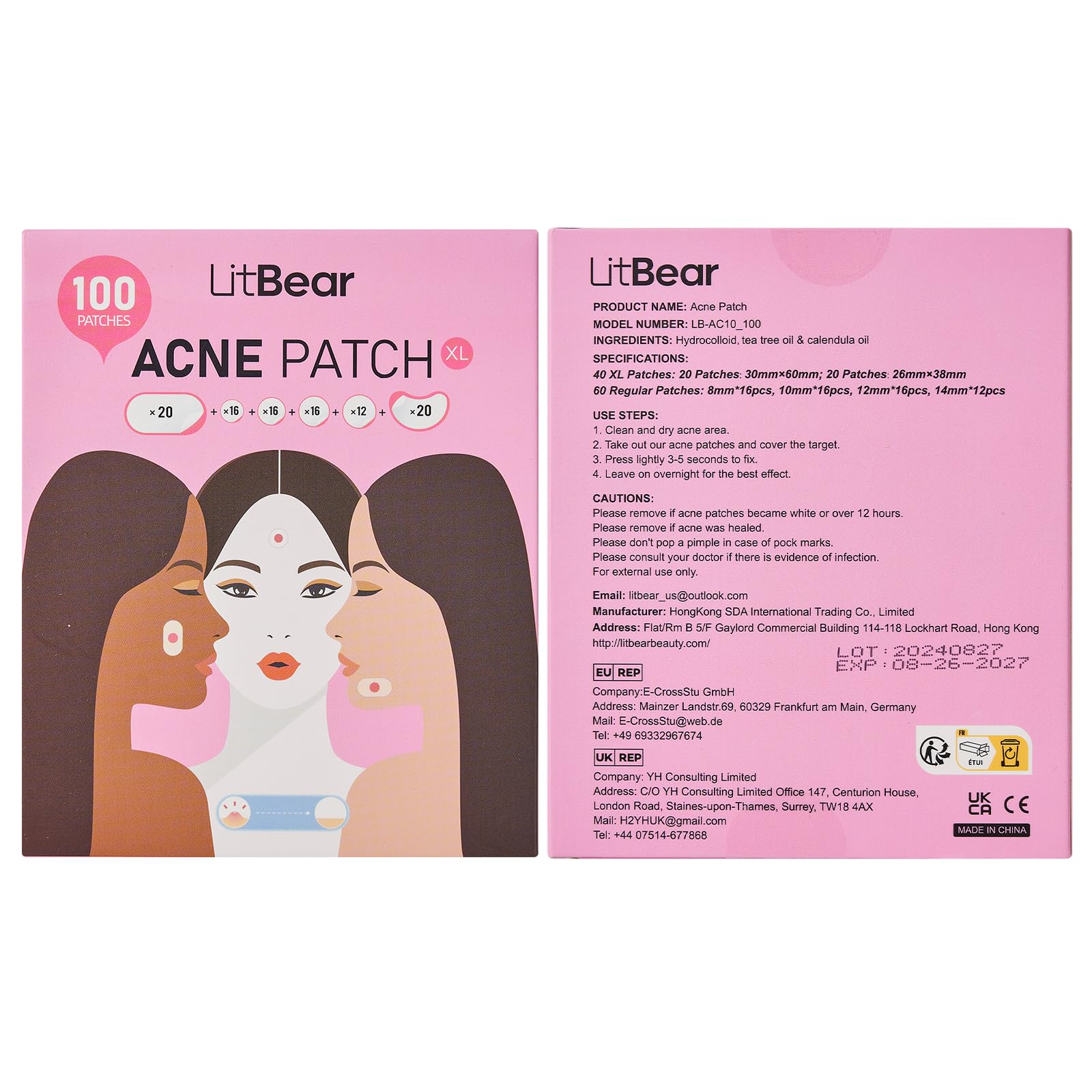 LitBear usage visage et corps, patchs faciles à couper pour tout le corps.
