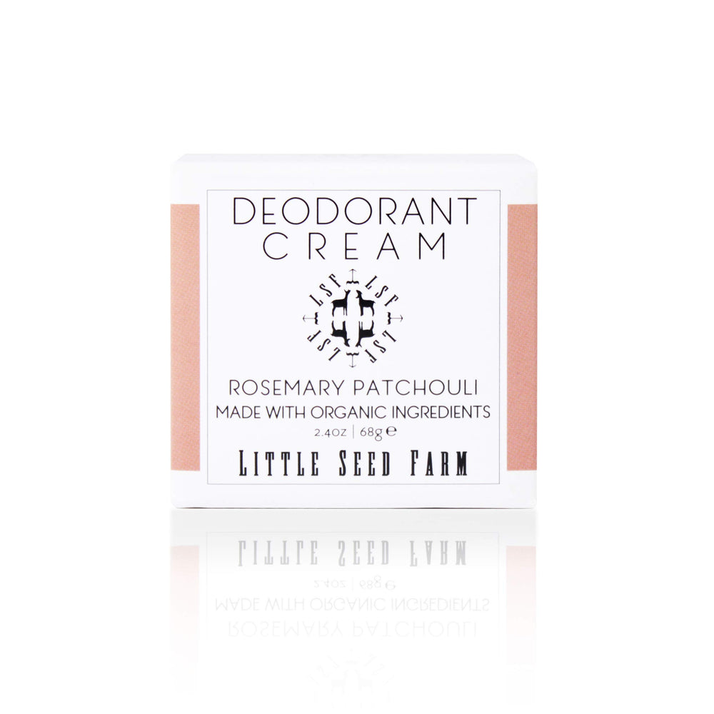 Little Seed Farm crème deodorante romarin patchouli dans un bocal, fraîcheur naturelle durable.