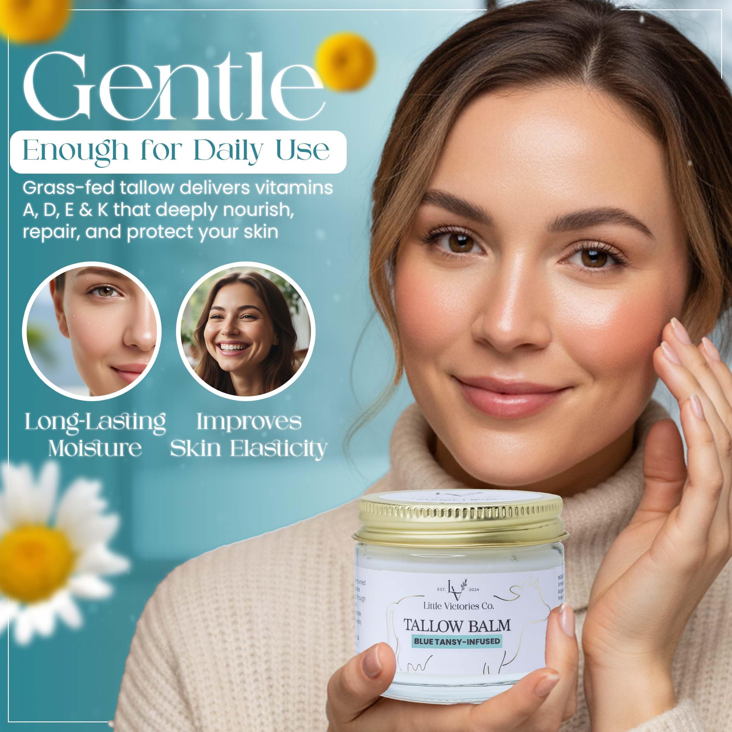 Peau apaisée grâce au tansy bleu et miel avec Little Victories Co.