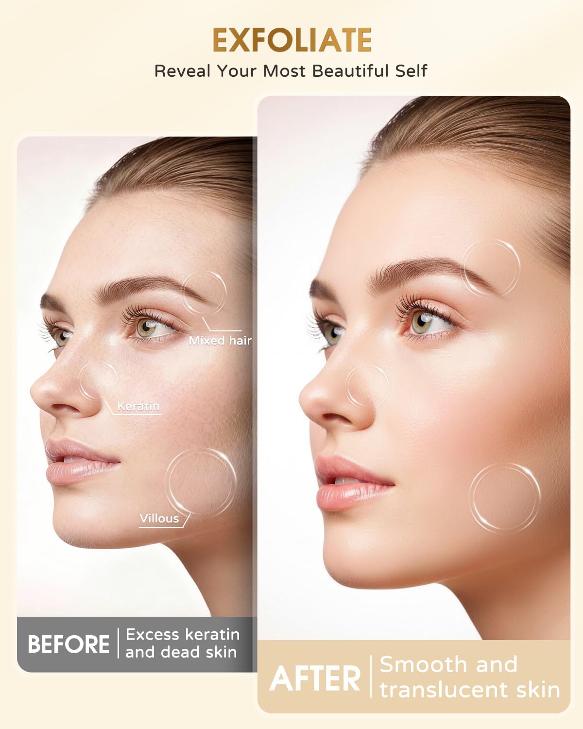 Trois vitesses réglables pour exfoliation adaptée à la peau