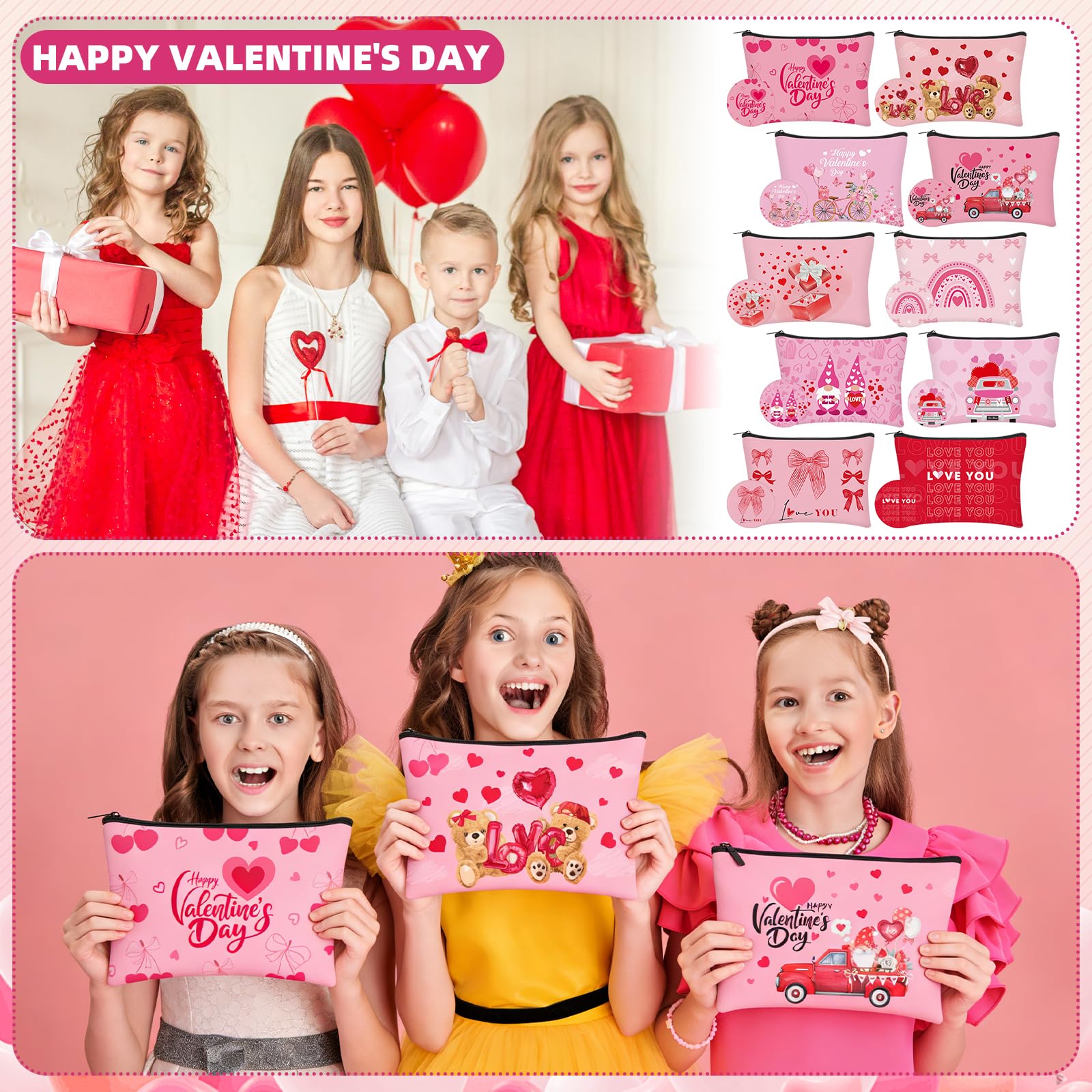 Ensemble LIUBUJINGYING 20 pochettes maquillage Valentin.