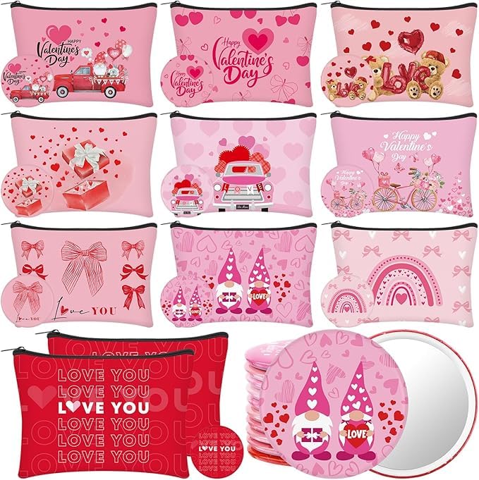 LIUBUJINGYING sac maquillage Valentin avec coeurs rouges, cadeau pratique.