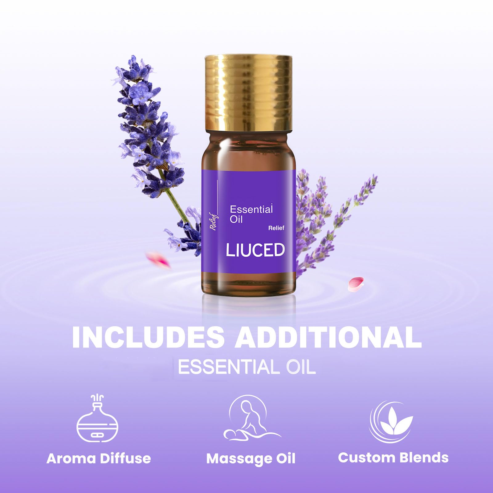 LIUCED huile essentielle lavande 5ml, pratique pour apaiser l'esprit.