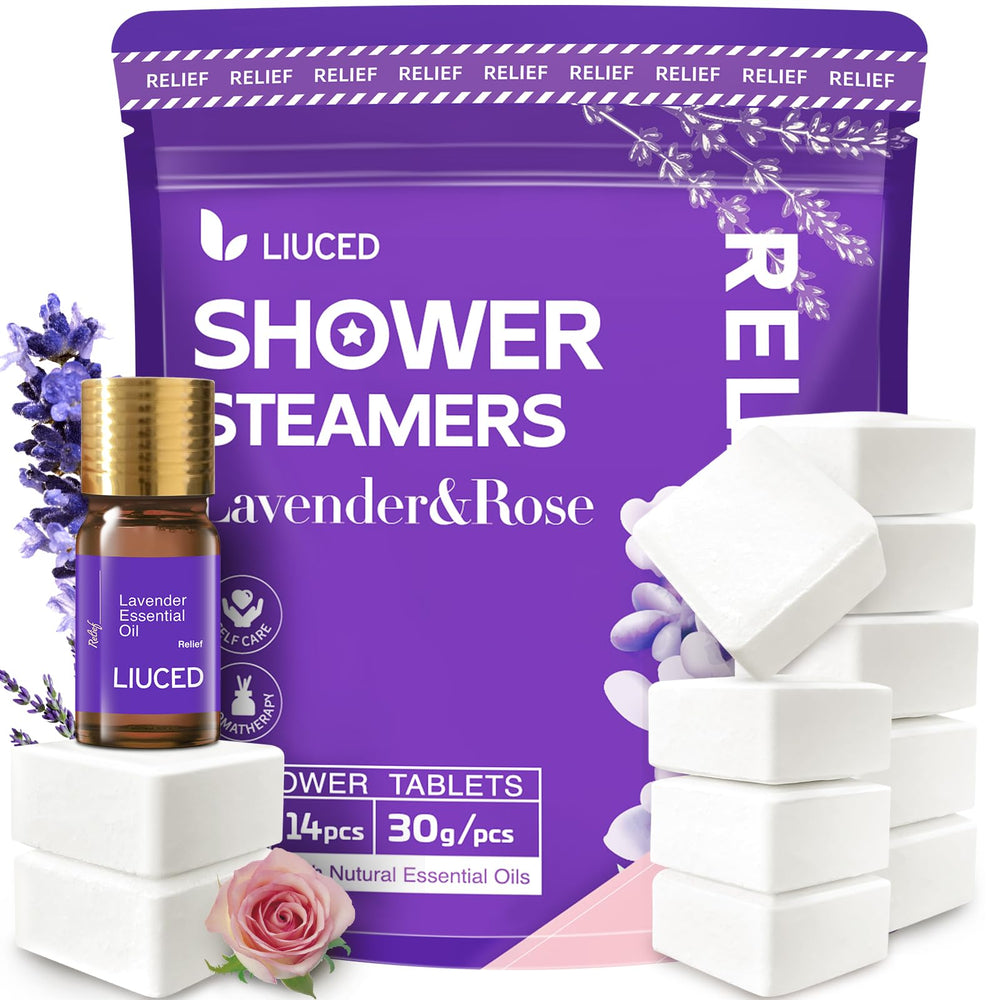 LIUCED bombes-douche lavande-rose, 14 pièces, offre une expérience spa à domicile.