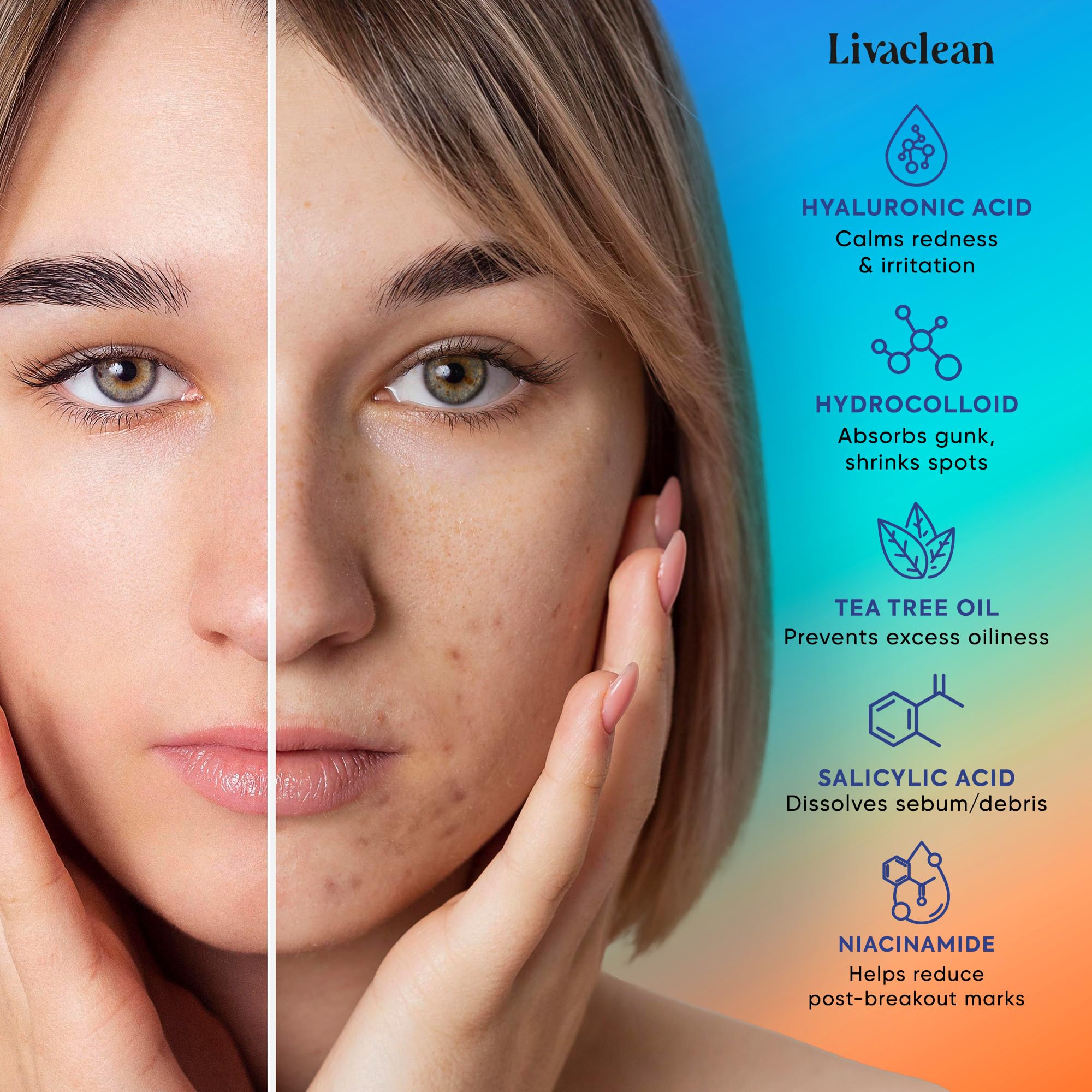 Application discrète jour et nuit, pansement LivaClean visage.