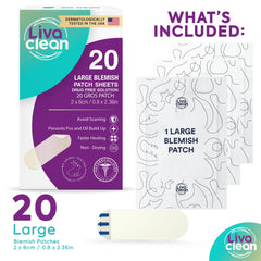 Patch LivaClean grand sur le nez, couvre les zones ciblées et sensibles.