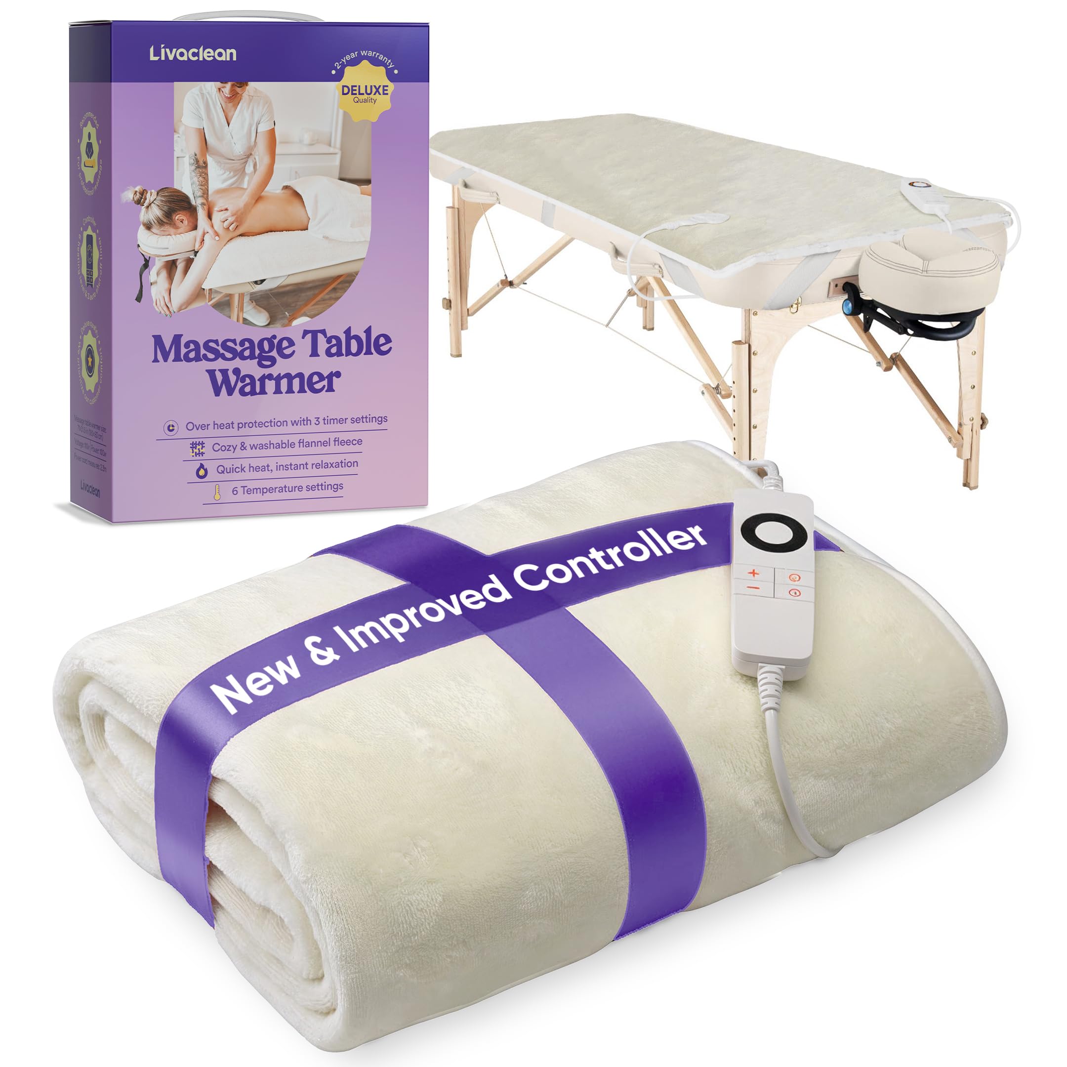 Livaclean-matelas-massage-thermique 71x31p5: chaleur homogène pour séances professionnelles.