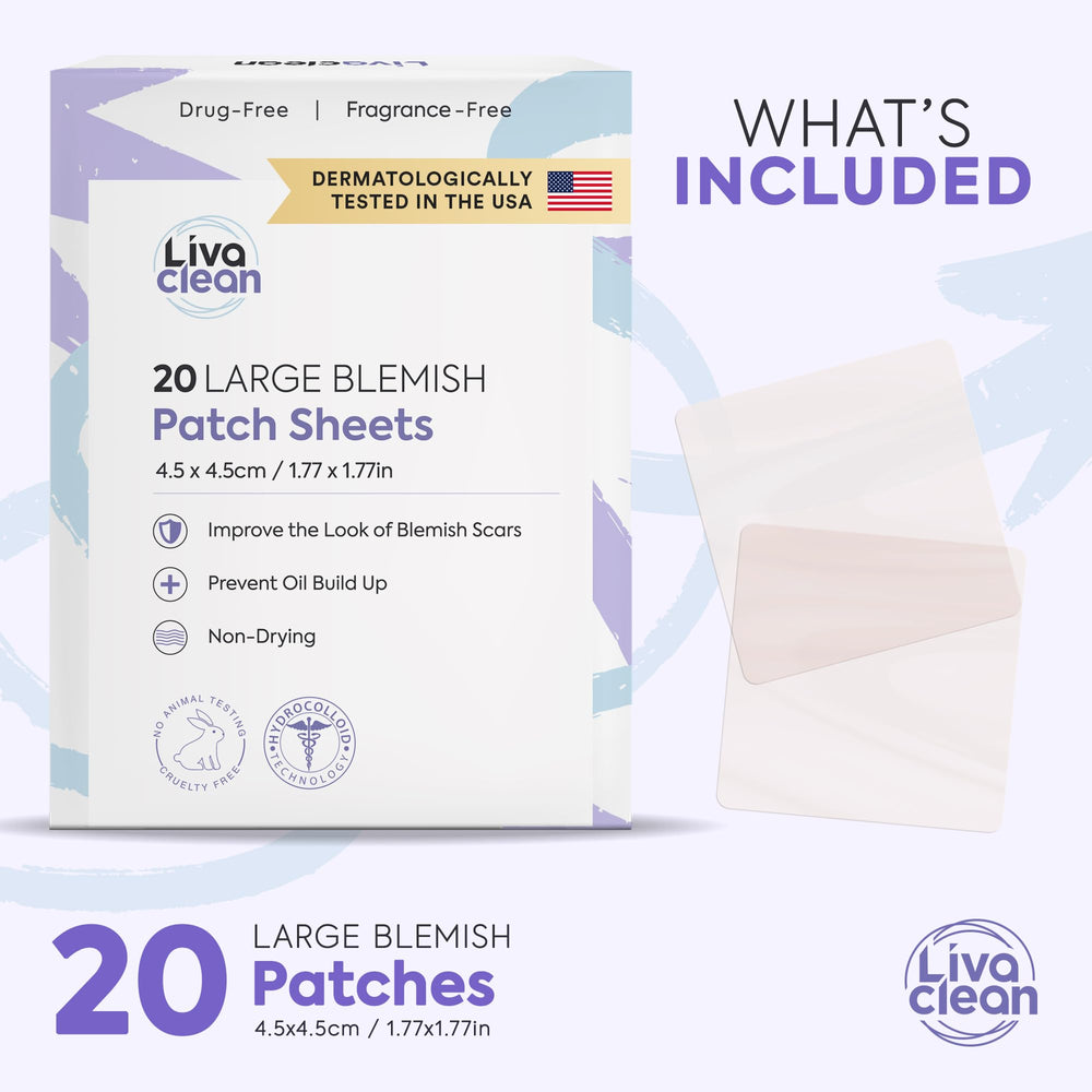Pansements hydrocolloïdes XXL LivaClean sur nez, absorption des huiles nocturne.