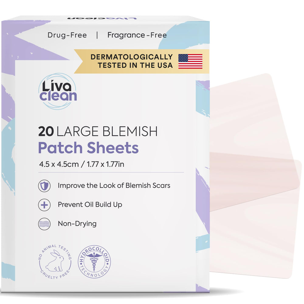 Pansements hydrocolloïdes XXL LivaClean pour le visage, discret et efficace.