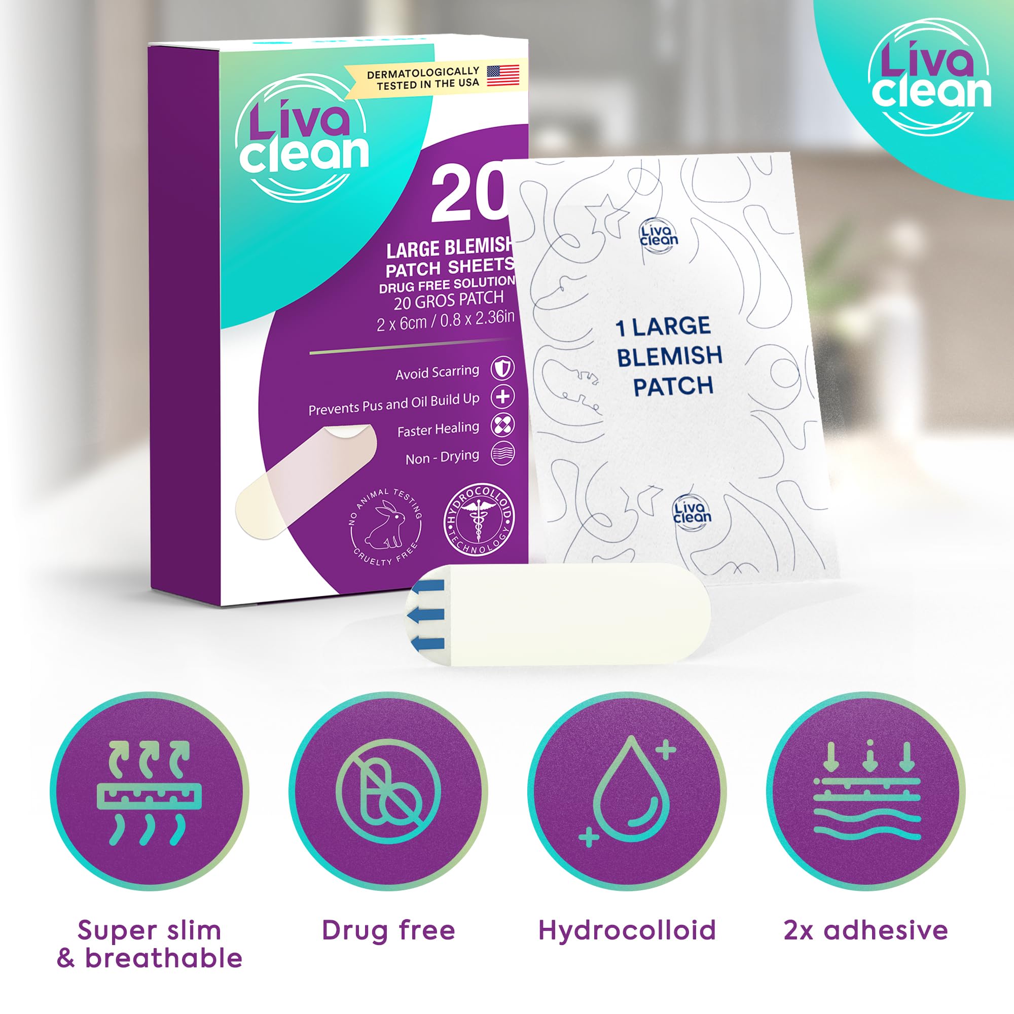 Patch discret transparent LivaClean, idéal pour une utilisation nocturne.