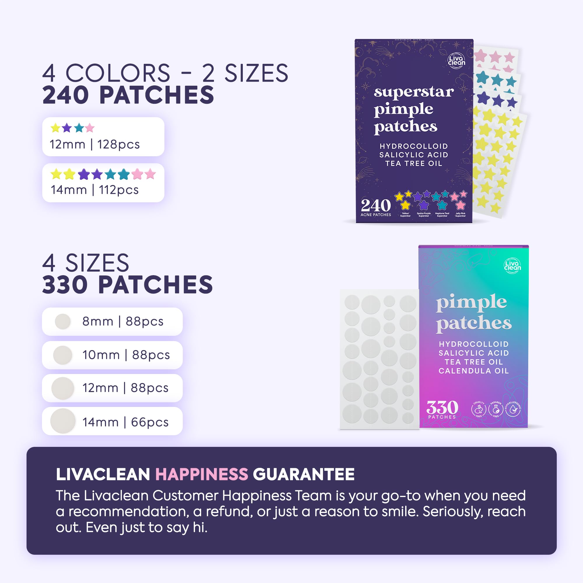 Patch étoile violet spatial Livaclean sur le visage, design mignon et efficace.